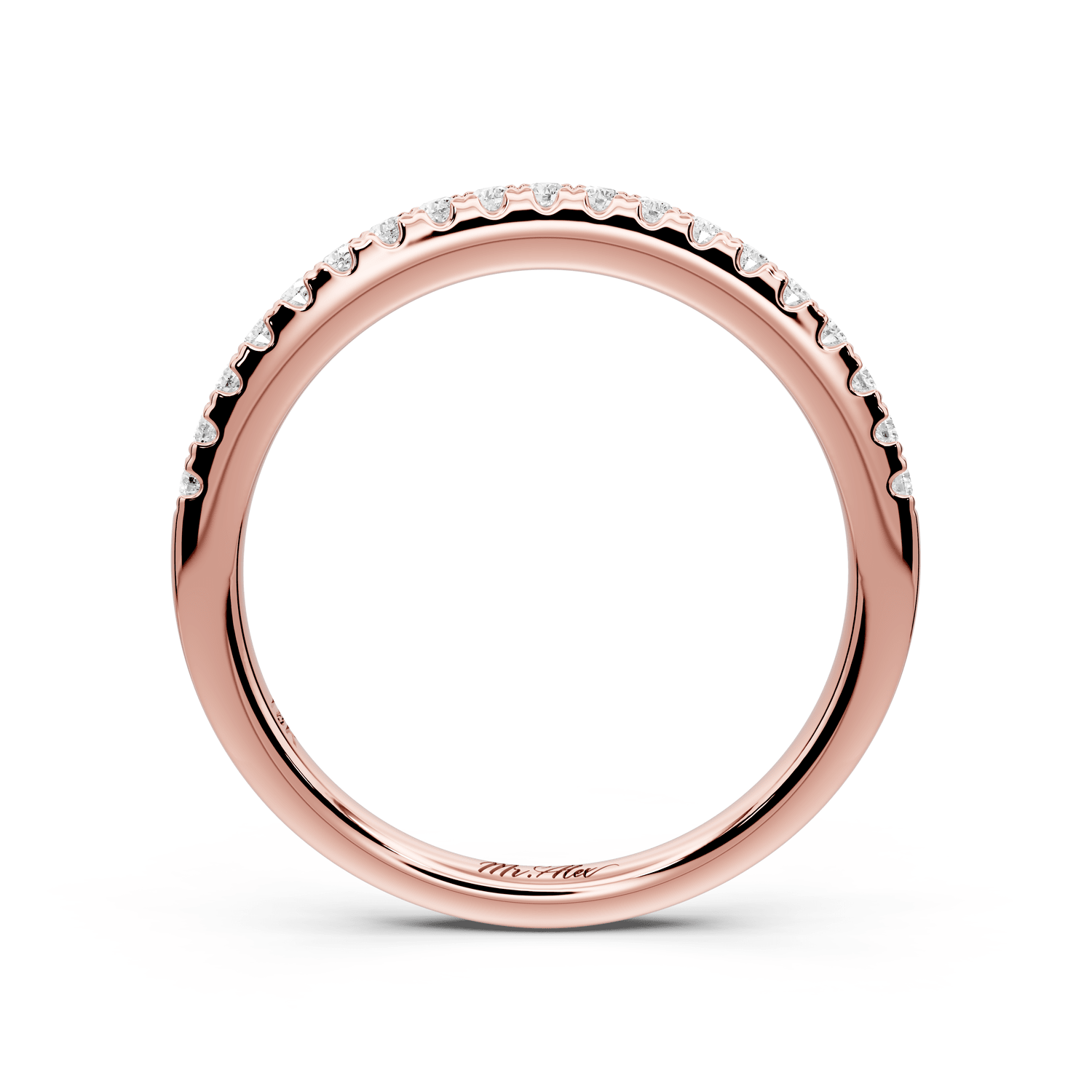 Gabrielle - 18k rose gold Half - Eternity Shared Prong Pave Wedding Band - Mr. Alex Jewelry