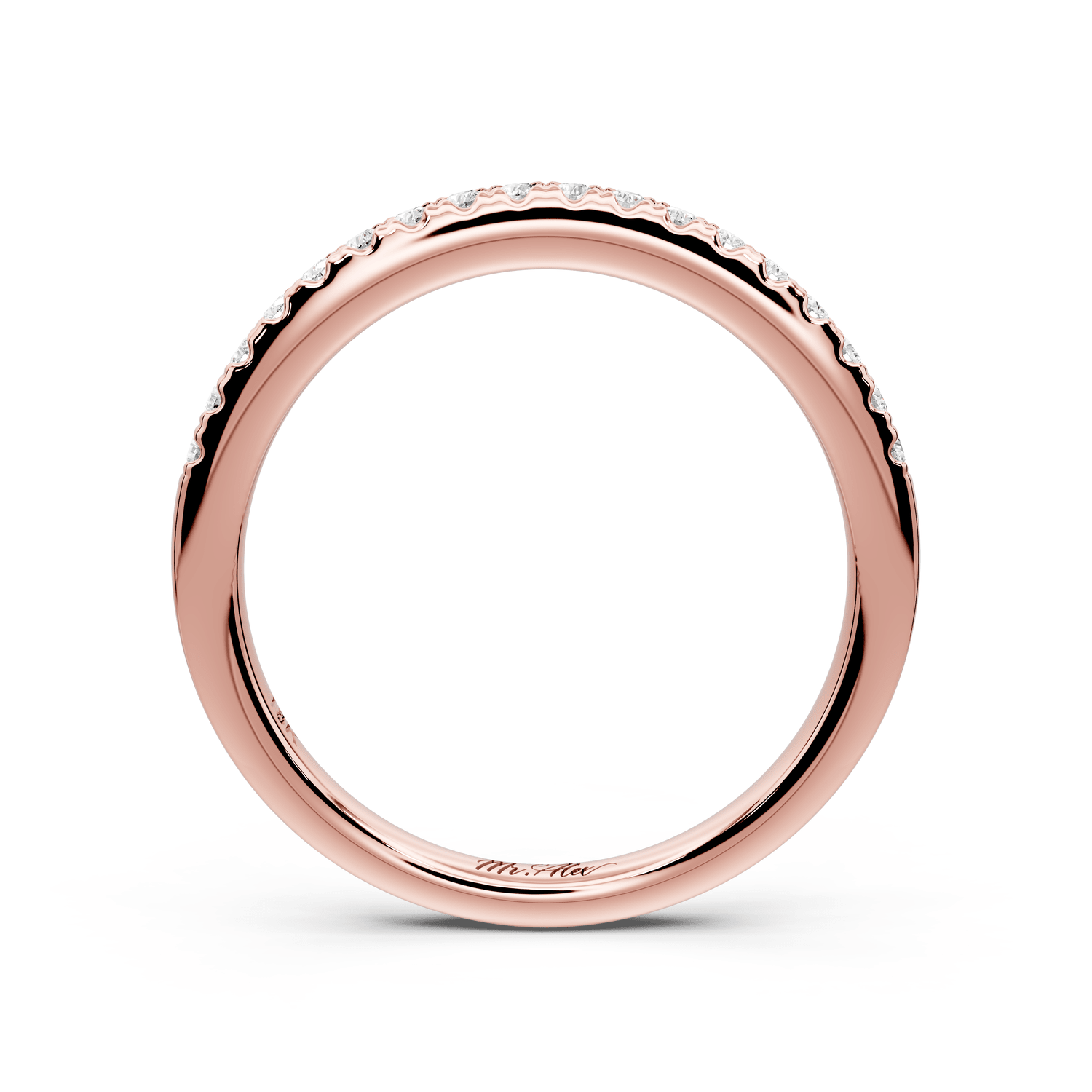 Gabrielle - 18k rose gold Half - Eternity Shared Prong Pave Wedding Band - Mr. Alex Jewelry