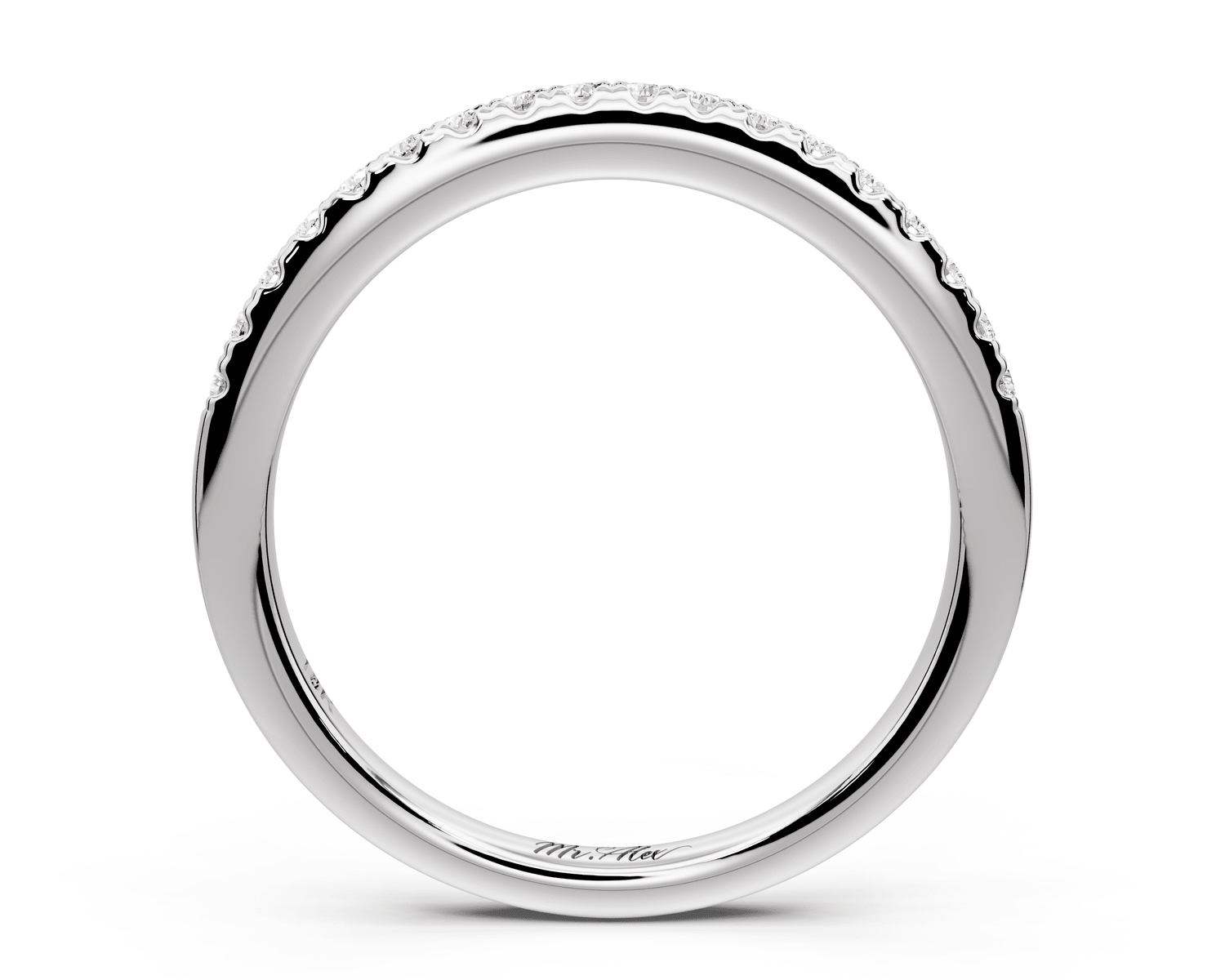 Gabrielle - 18k white gold Half - Eternity Shared Prong Pave Wedding Band - Mr. Alex Jewelry