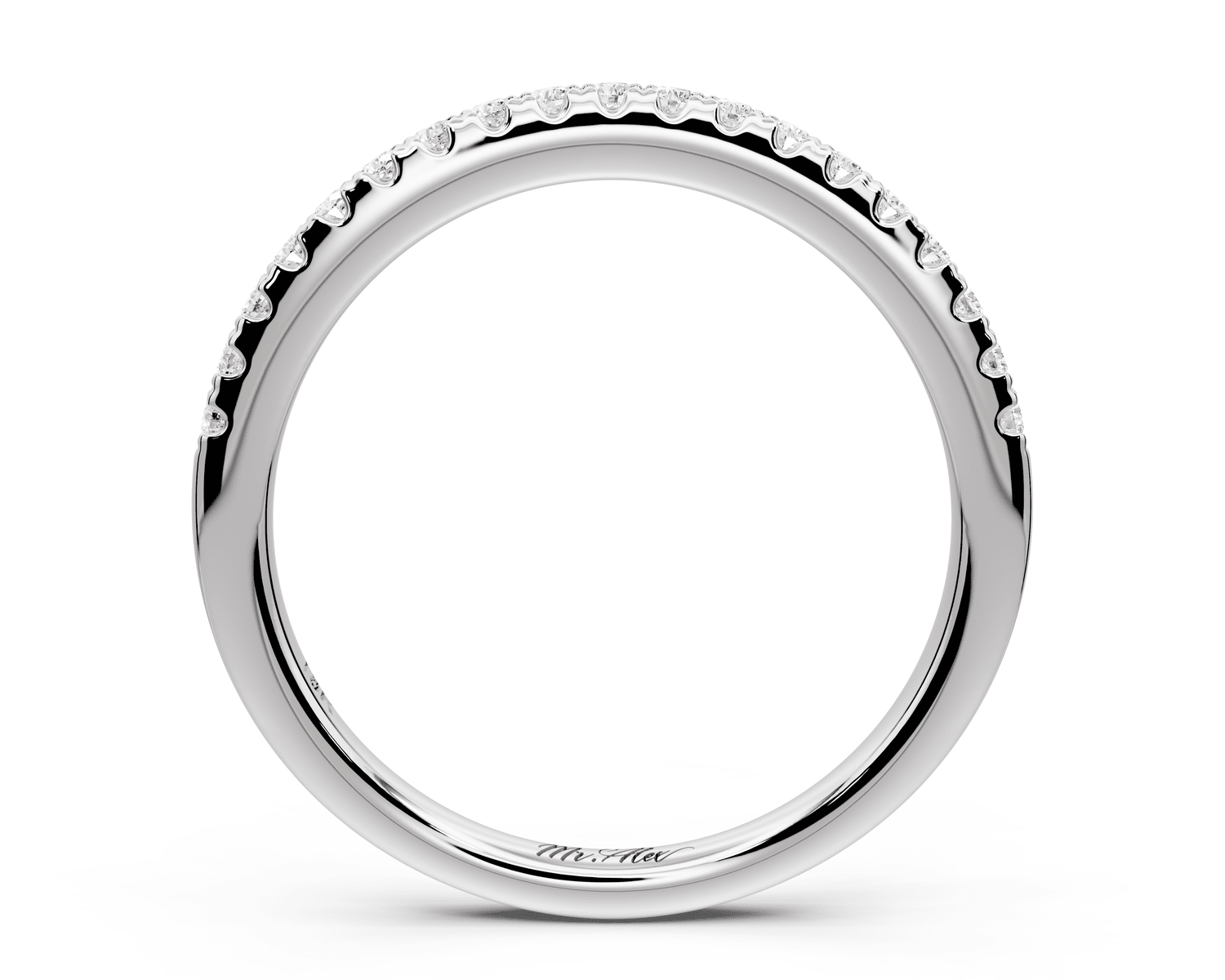 Gabrielle - 18k white gold Half - Eternity Shared Prong Pave Wedding Band - Mr. Alex Jewelry
