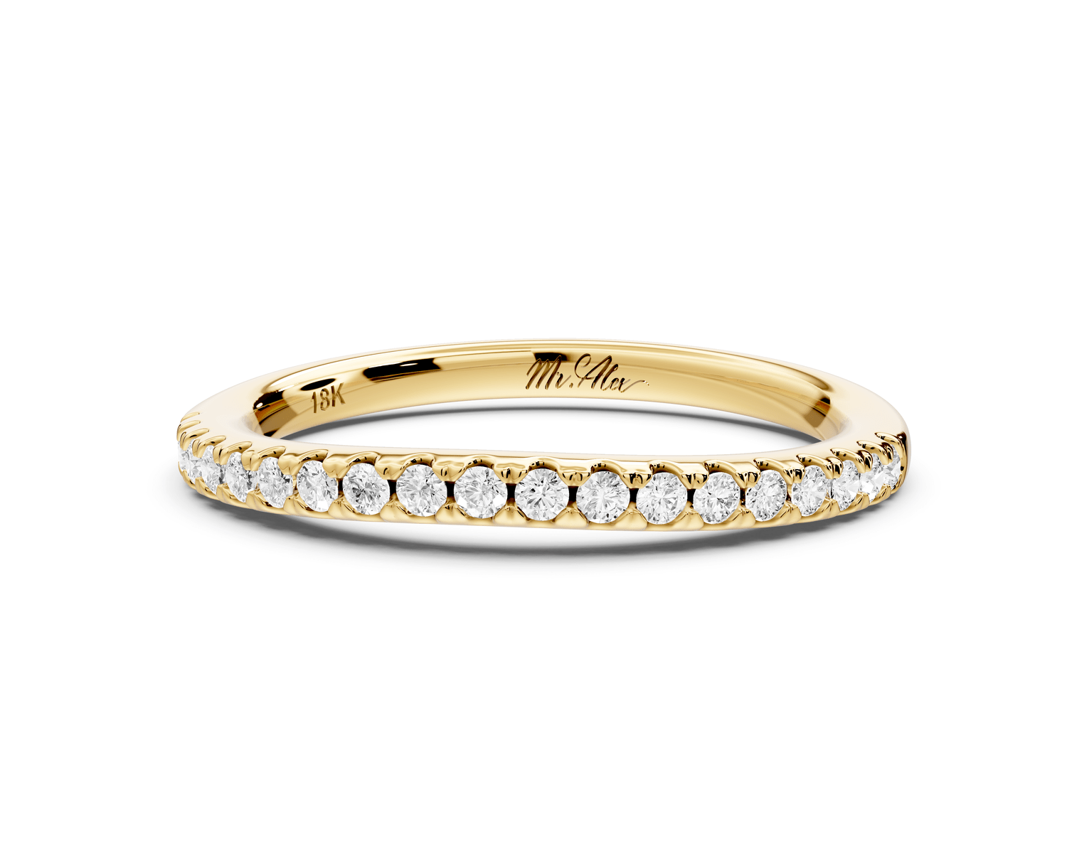 Gabrielle - 18k yellow gold Half - Eternity Shared Prong Pave Wedding Band - Mr. Alex Jewelry