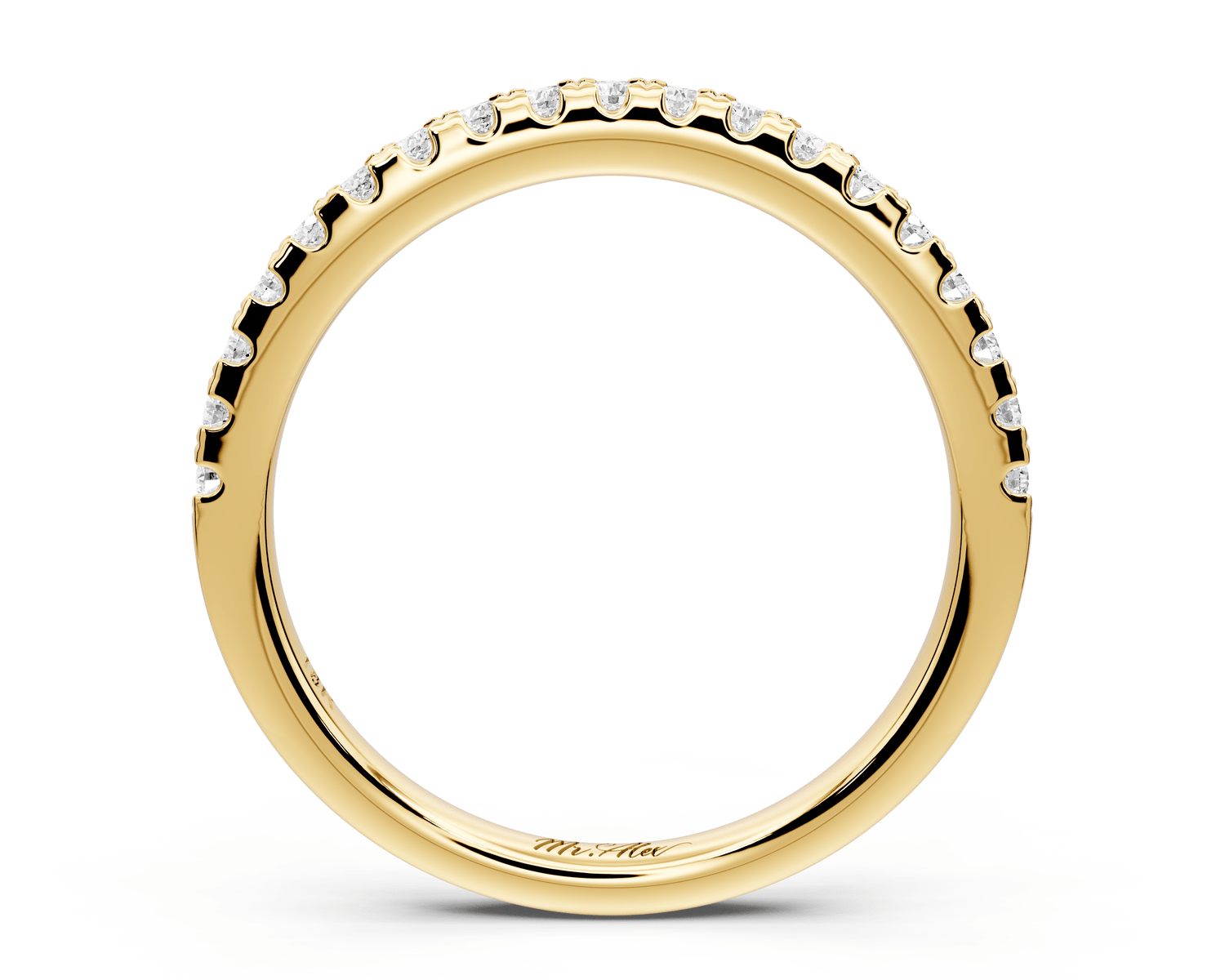 Gabrielle - 18k yellow gold Half - Eternity Shared Prong Pave Wedding Band - Mr. Alex Jewelry