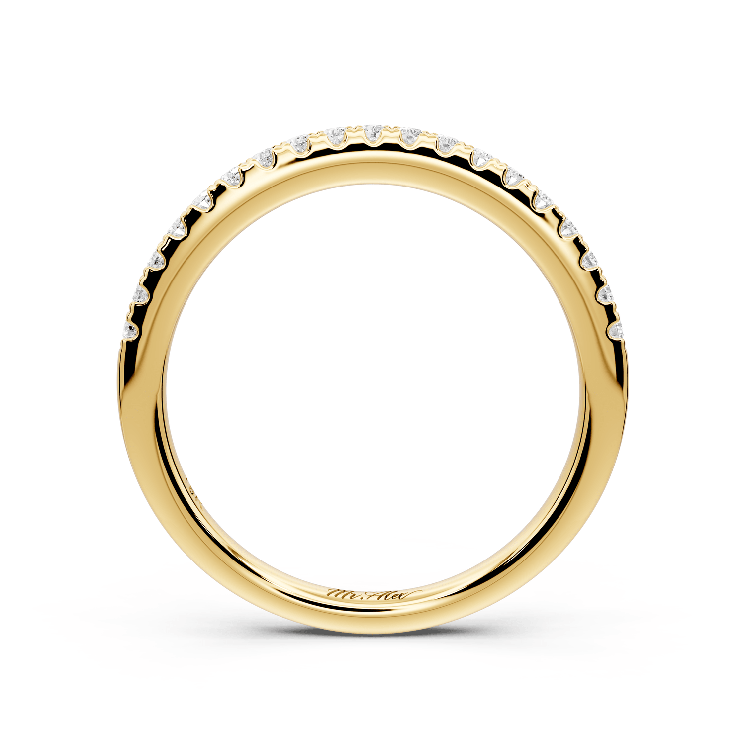 Gabrielle - 18k yellow gold Half - Eternity Shared Prong Pave Wedding Band - Mr. Alex Jewelry