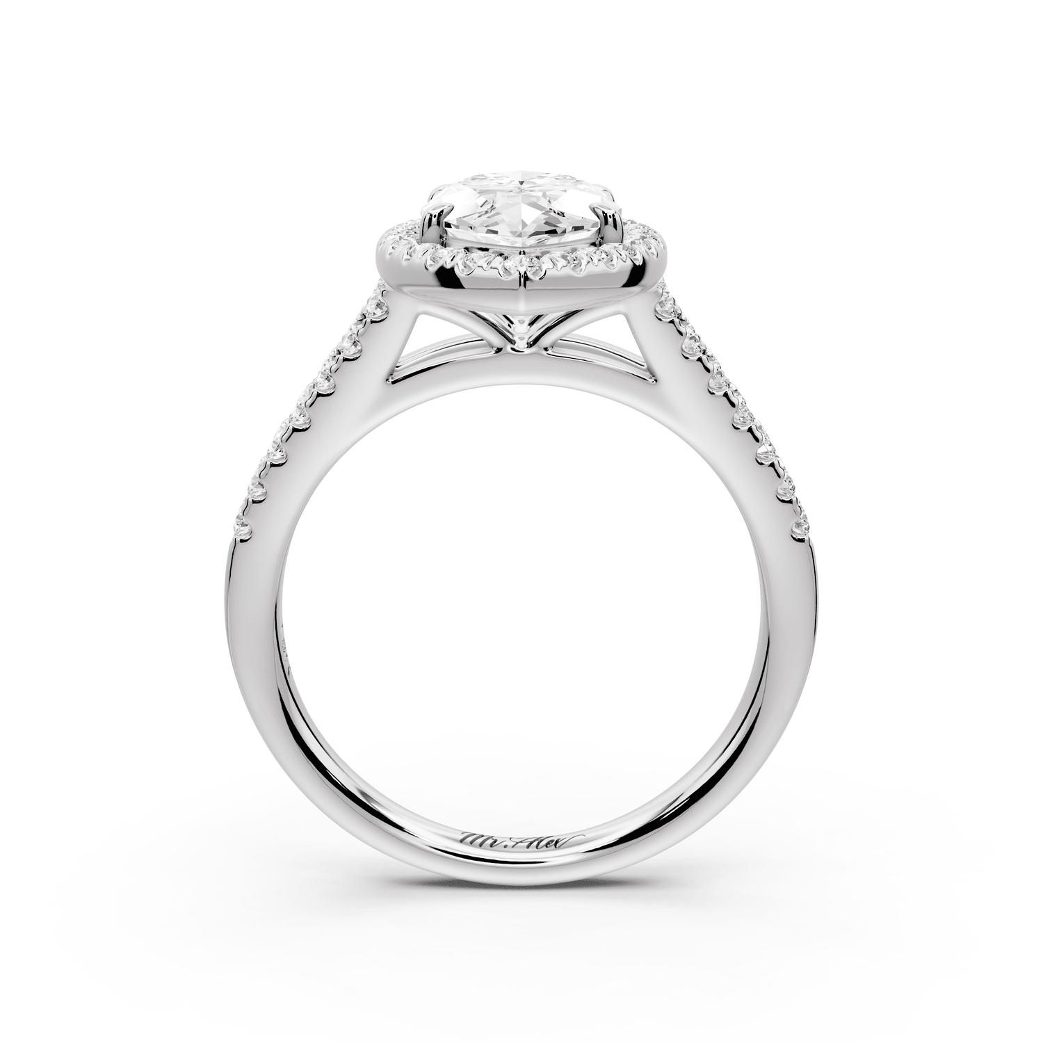 Gabrielle - 2ct 14k white gold marquise Diamond Graduated Halo Pavé Split Shank Engagement Ring - Mr. Alex Jewelry