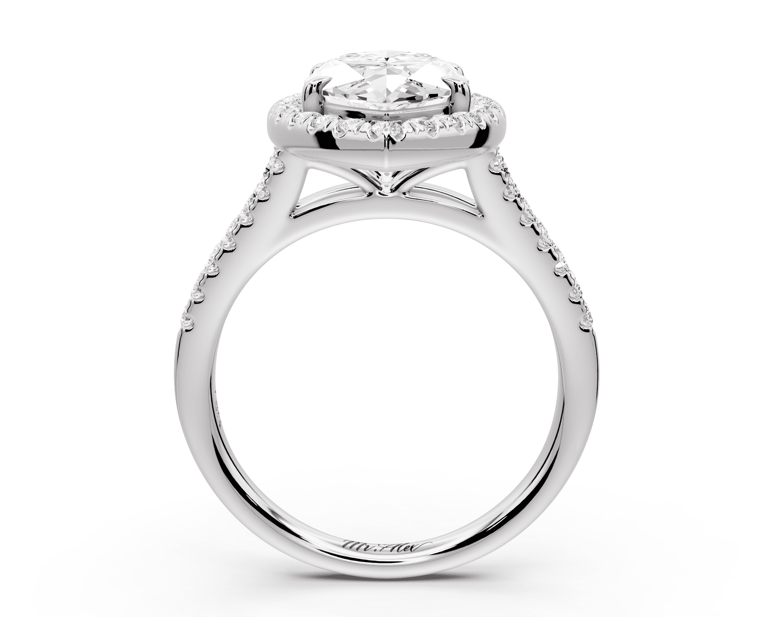 Gabrielle - 3ct 14k white gold marquise Diamond Graduated Halo Pavé Split Shank Engagement Ring - Mr. Alex Jewelry