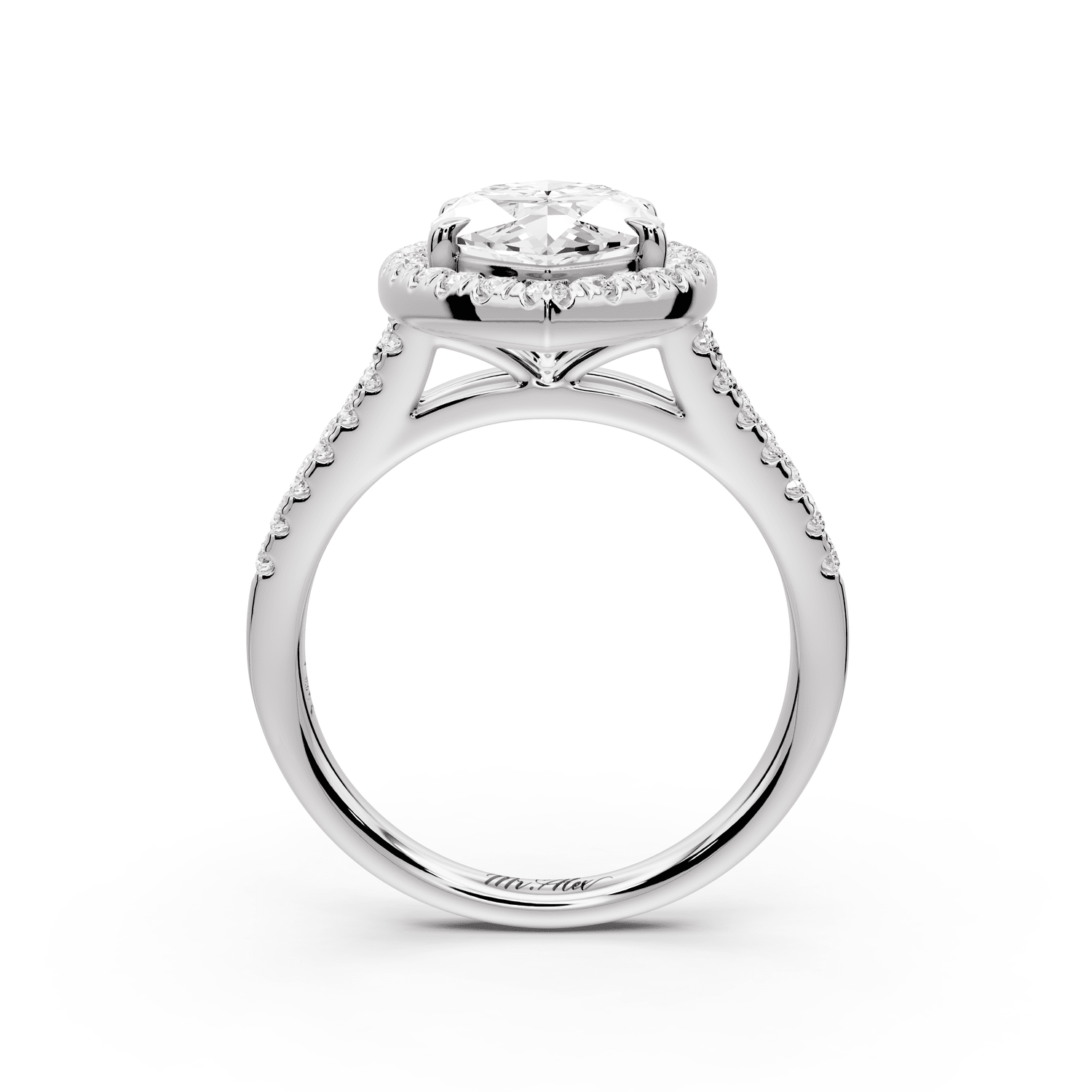 Gabrielle - 3ct platinum marquise Diamond Graduated Halo Pavé Split Shank Engagement Ring - Mr. Alex Jewelry