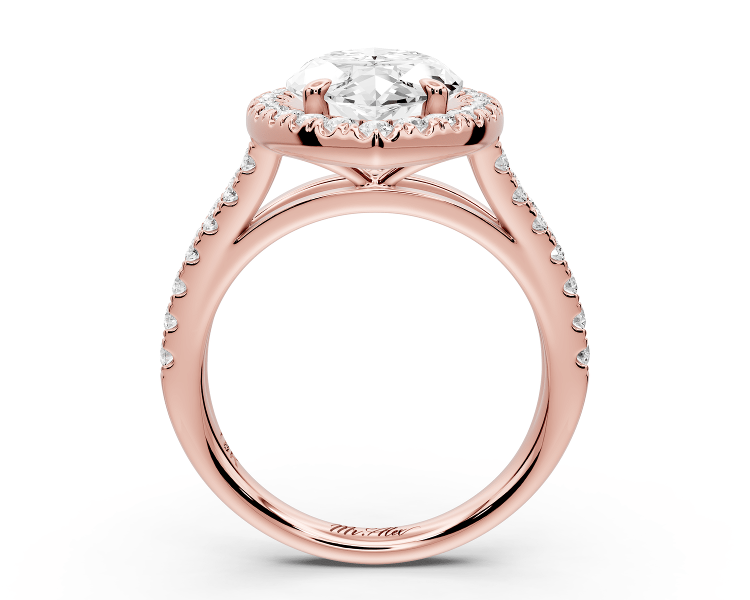 Gabrielle - 4ct 14k rose gold marquise Diamond Graduated Halo Pavé Split Shank Engagement Ring - Mr. Alex Jewelry