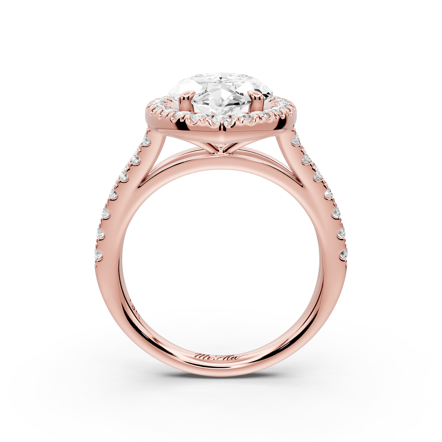 Gabrielle - 4ct 14k rose gold marquise Diamond Graduated Halo Pavé Split Shank Engagement Ring - Mr. Alex Jewelry