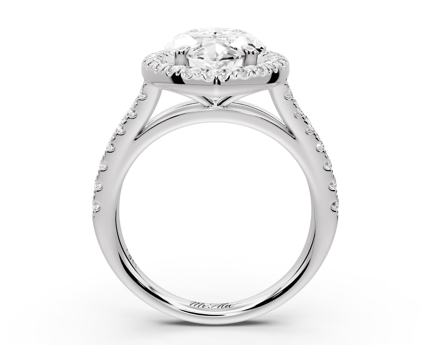 Gabrielle - 4ct platinum marquise Diamond Graduated Halo Pavé Split Shank Engagement Ring - Mr. Alex Jewelry