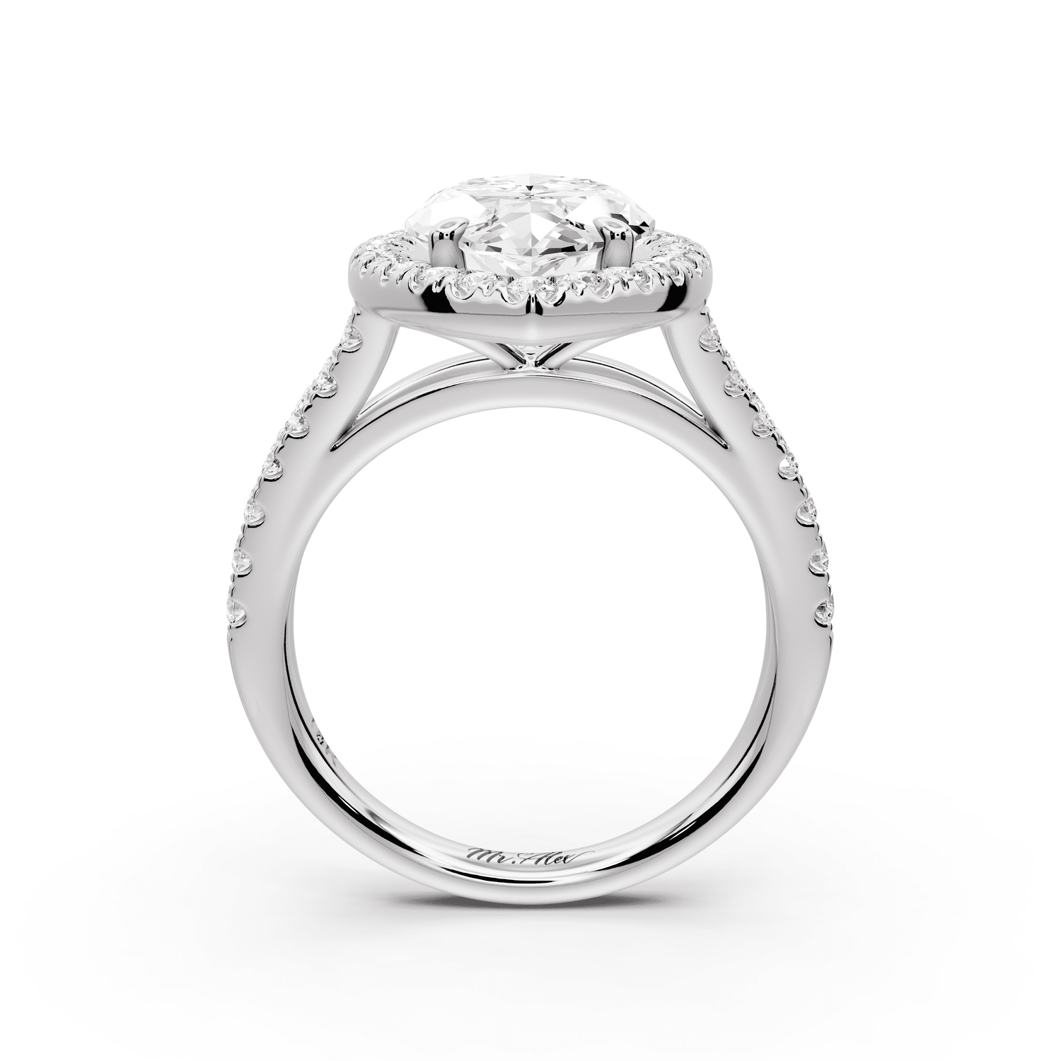 Gabrielle - 4ct platinum marquise Diamond Graduated Halo Pavé Split Shank Engagement Ring - Mr. Alex Jewelry