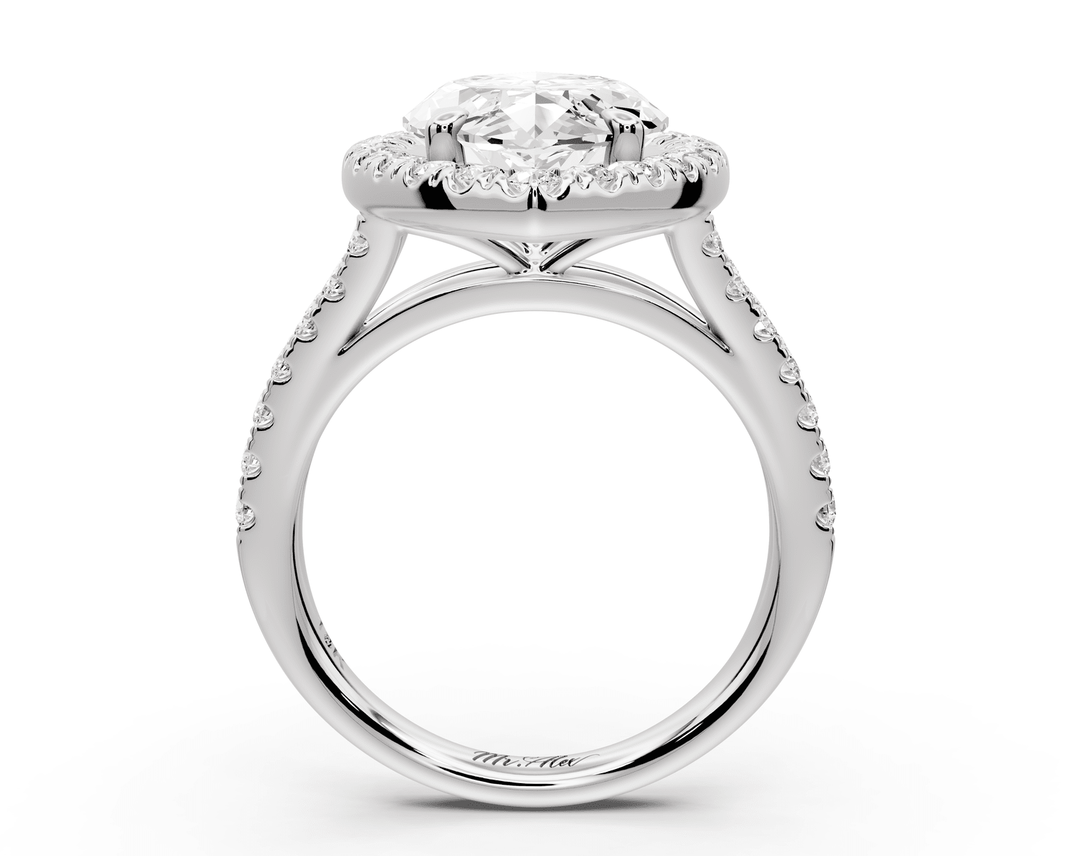 Gabrielle - 5ct 14k white gold marquise Diamond Graduated Halo Pavé Split Shank Engagement Ring - Mr. Alex Jewelry
