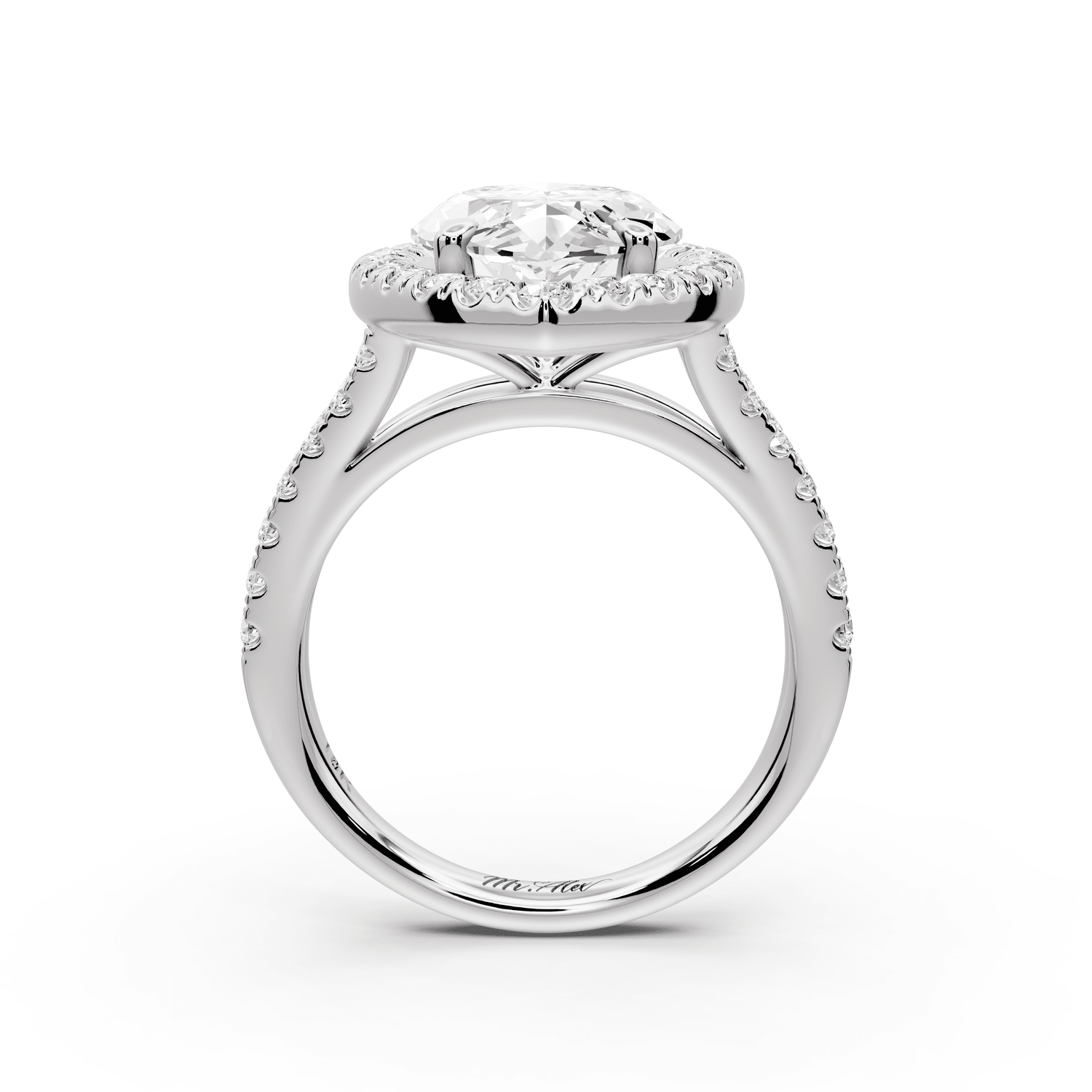 Gabrielle - 5ct 14k white gold marquise Diamond Graduated Halo Pavé Split Shank Engagement Ring - Mr. Alex Jewelry