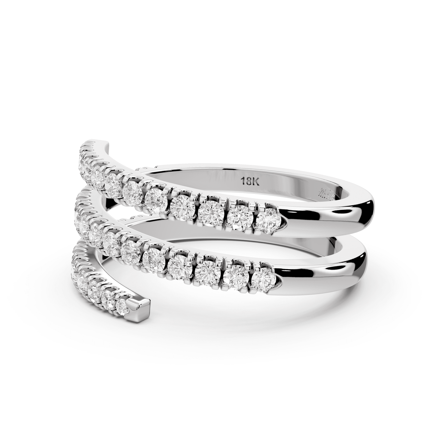 Giselle - 0.59ct 14k white gold Diamond Pavé Triple-Row Wrap Ring - Mr. Alex Jewelry