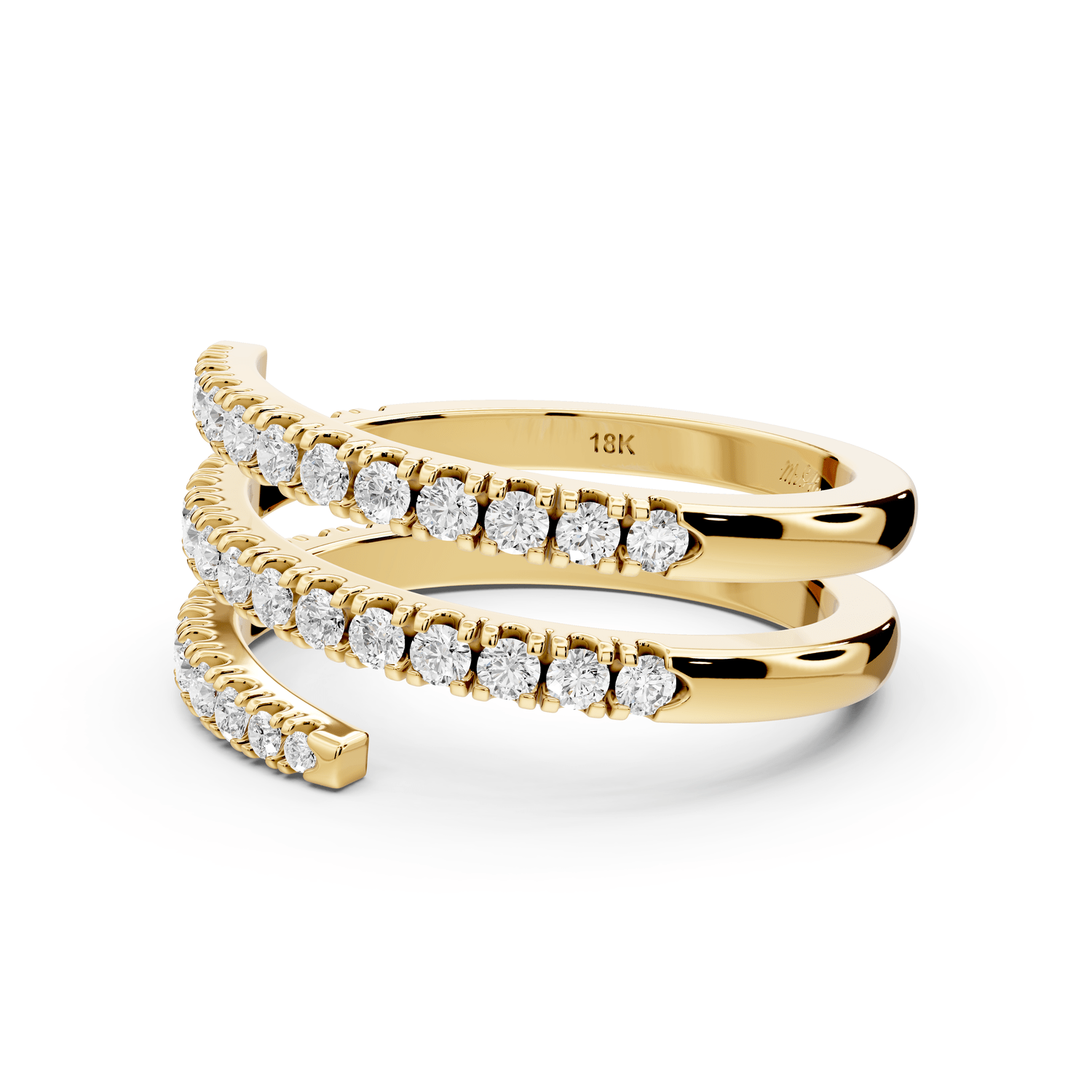 Giselle - 0.59ct 14k yellow gold Diamond Pavé Triple-Row Wrap Ring - Mr. Alex Jewelry