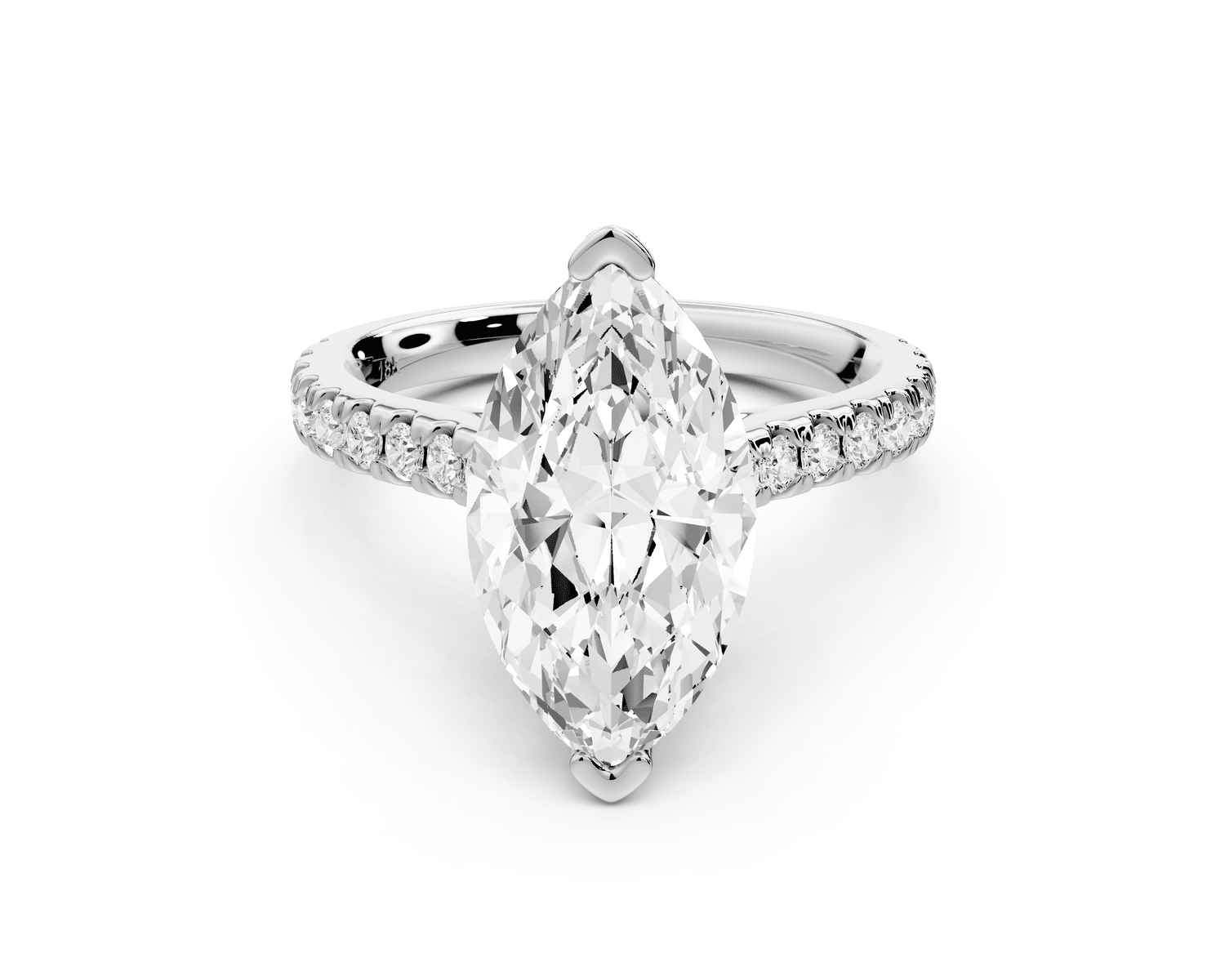 Iris - 3ct 14k white gold Three stone marquise Halo engagement ring - Mr. Alex Jewelry