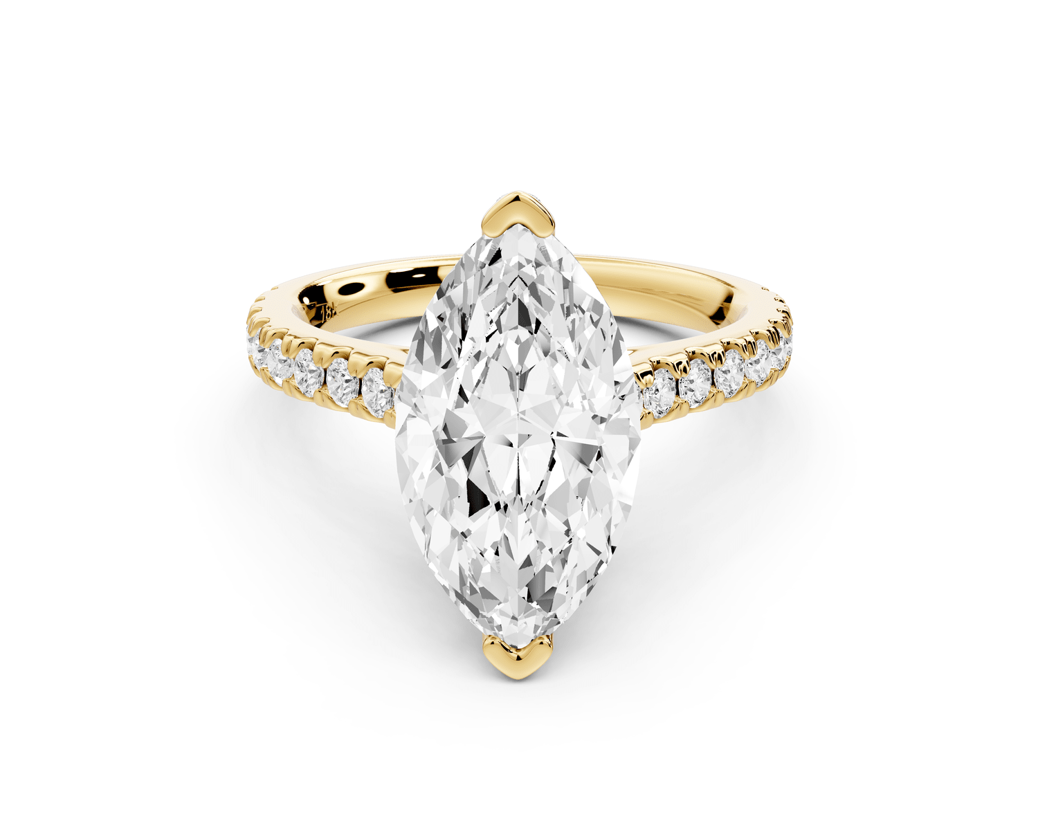 Iris - 3ct 14k yellow gold Three stone marquise Halo engagement ring - Mr. Alex Jewelry