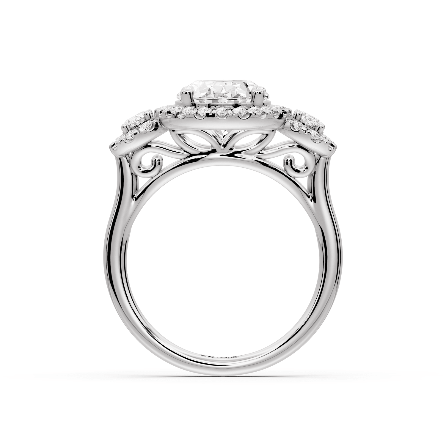 Iris - 3ct 18k white gold Three stone oval Halo engagement ring - Mr. Alex Jewelry
