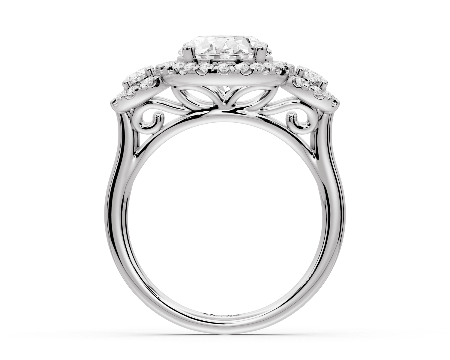 Iris - 3ct platinum Three stone oval Halo engagement ring - Mr. Alex Jewelry
