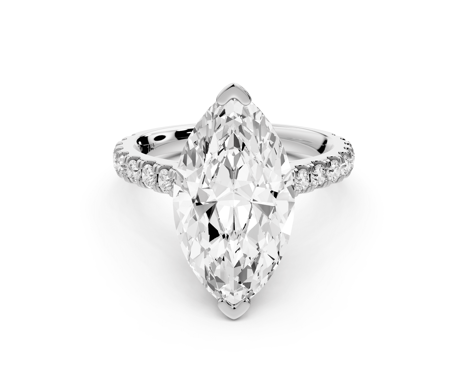 Iris - 4ct 14k white gold Three stone marquise Halo engagement ring - Mr. Alex Jewelry