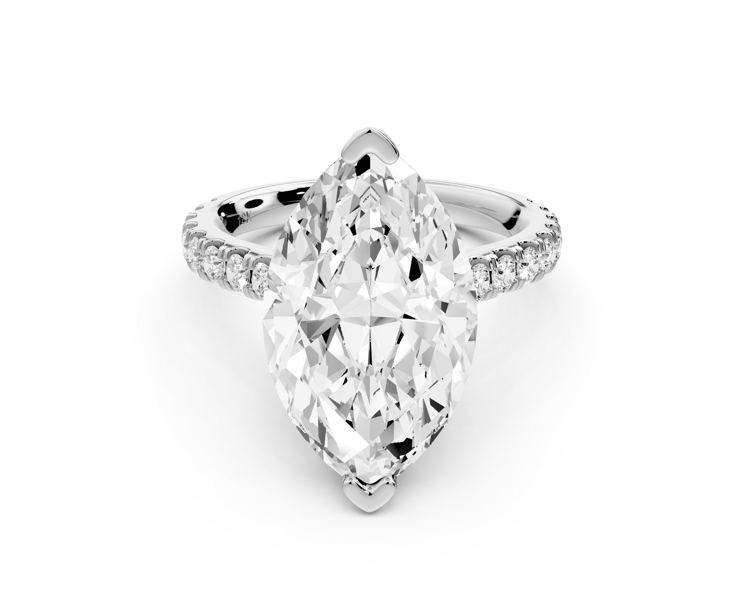 Iris - 5ct 14k white gold Three stone marquise Halo engagement ring - Mr. Alex Jewelry