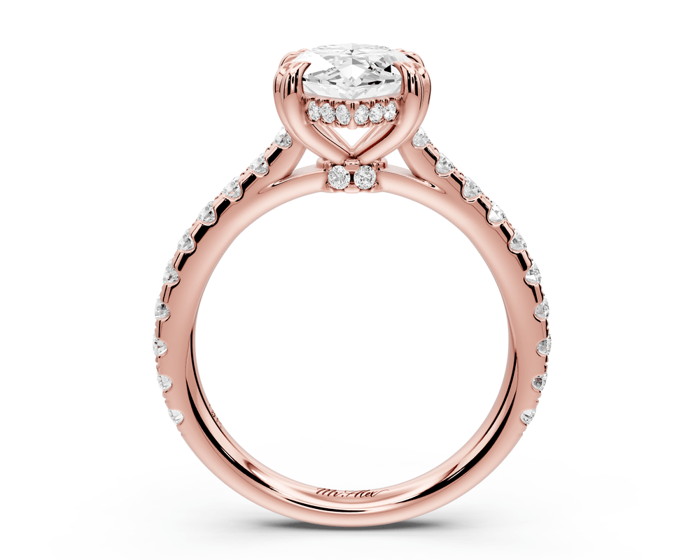 Isabella - 2ct 14k rose gold marquise hidden halo diamond bridge cathedral pavé engagement ring - Mr. Alex Jewelry