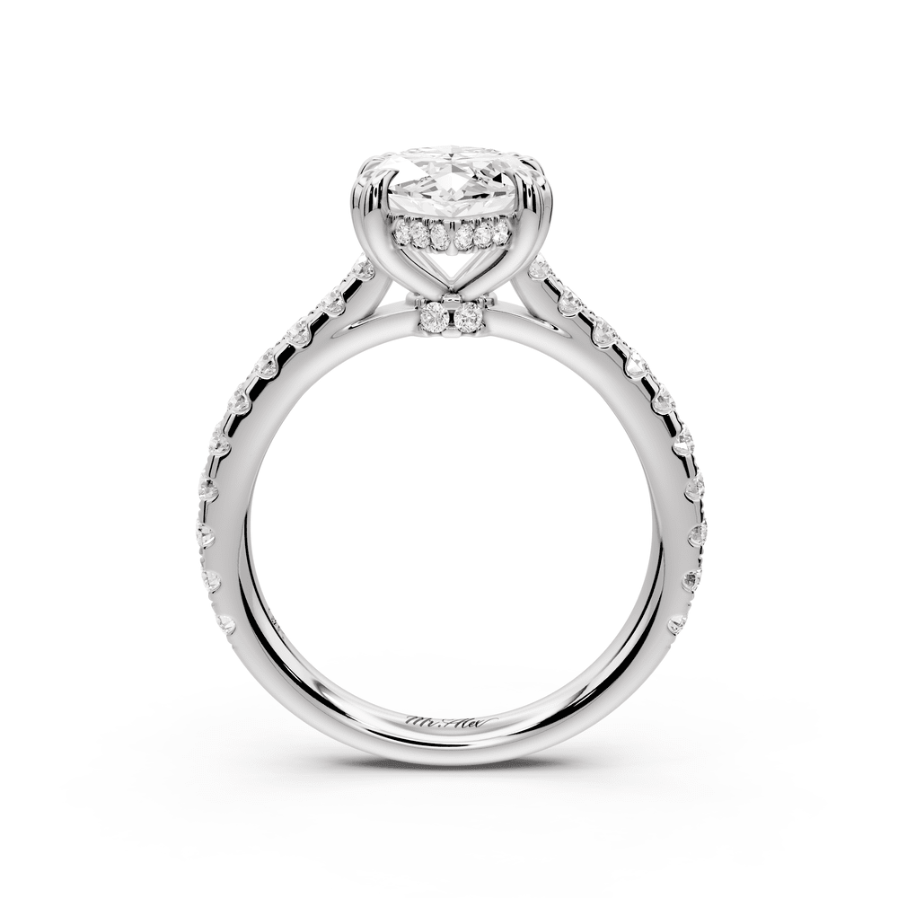 Isabella - 2ct 14k white gold marquise hidden halo diamond bridge cathedral pavé engagement ring - Mr. Alex Jewelry