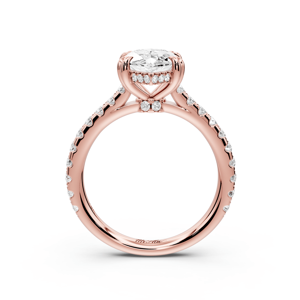 Isabella - 2ct 18k rose gold marquise hidden halo diamond bridge cathedral pavé engagement ring - Mr. Alex Jewelry