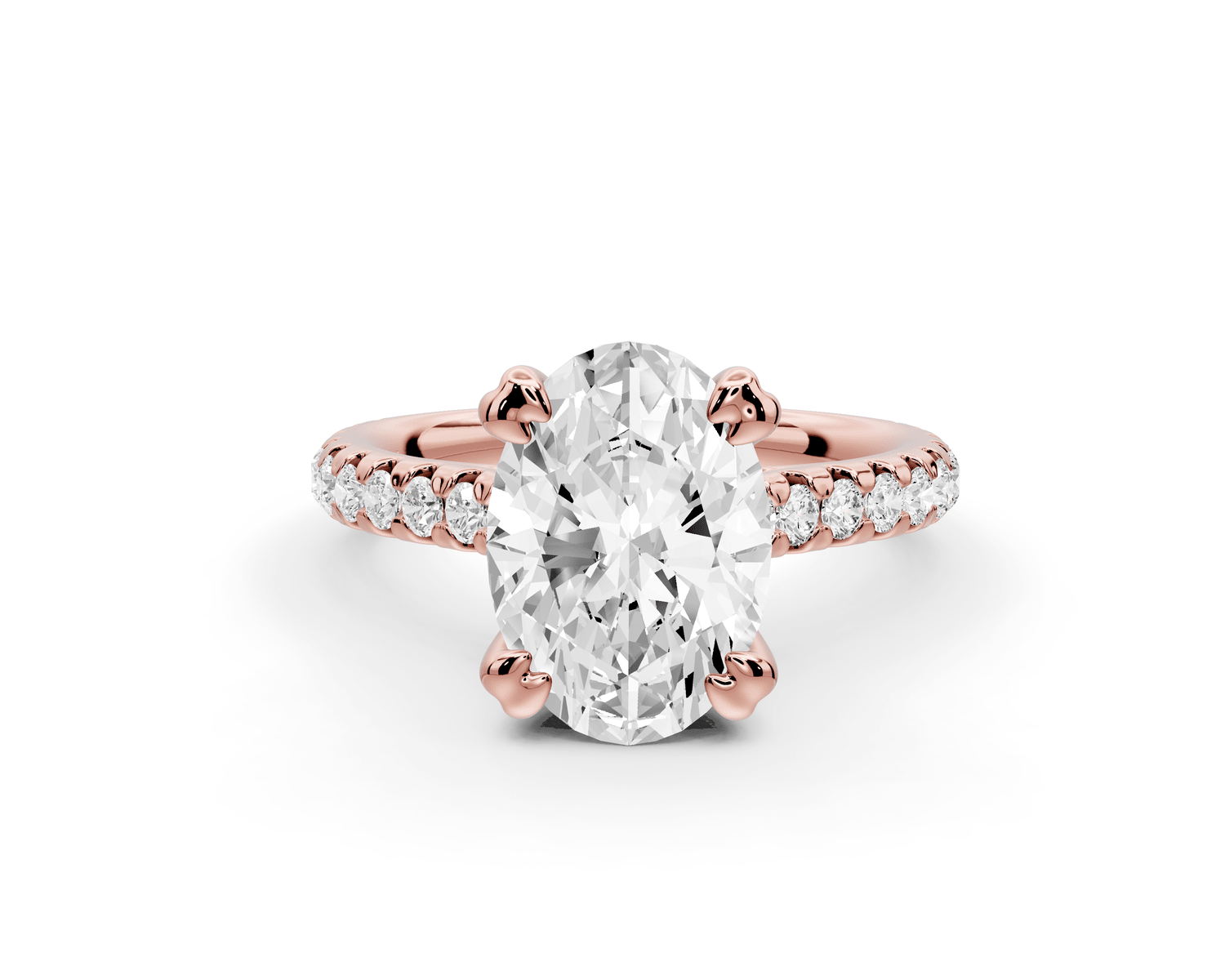 Isabella - 2ct 18k rose gold oval hidden halo diamond bridge cathedral pavé Engagement ring - Mr. Alex Jewelry