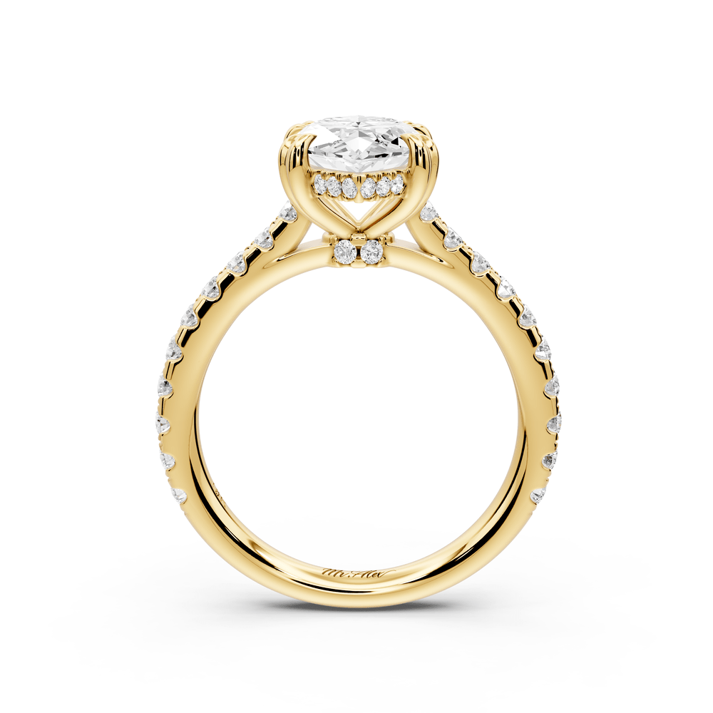Isabella - 2ct 18k yellow gold marquise hidden halo diamond bridge cathedral pavé engagement ring - Mr. Alex Jewelry