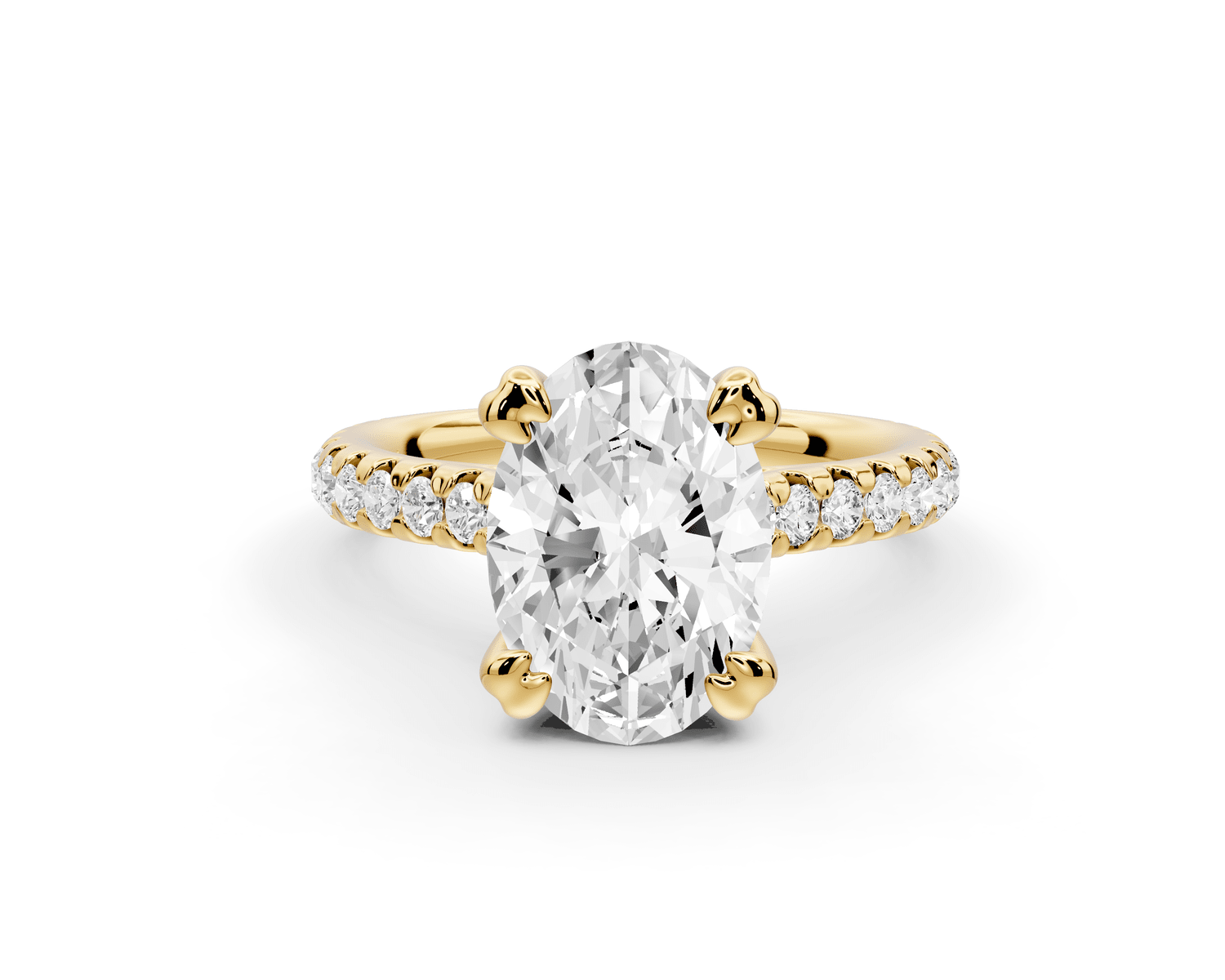Isabella - 2ct 18k yellow gold oval hidden halo diamond bridge cathedral pavé Engagement ring - Mr. Alex Jewelry