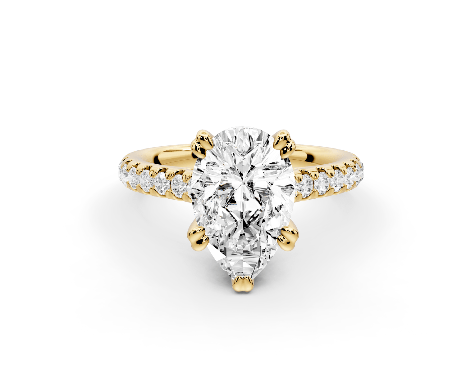 Isabella - 2ct 18k yellow gold pear hidden halo diamond bridge cathedral pavé Engagement ring - Mr. Alex Jewelry