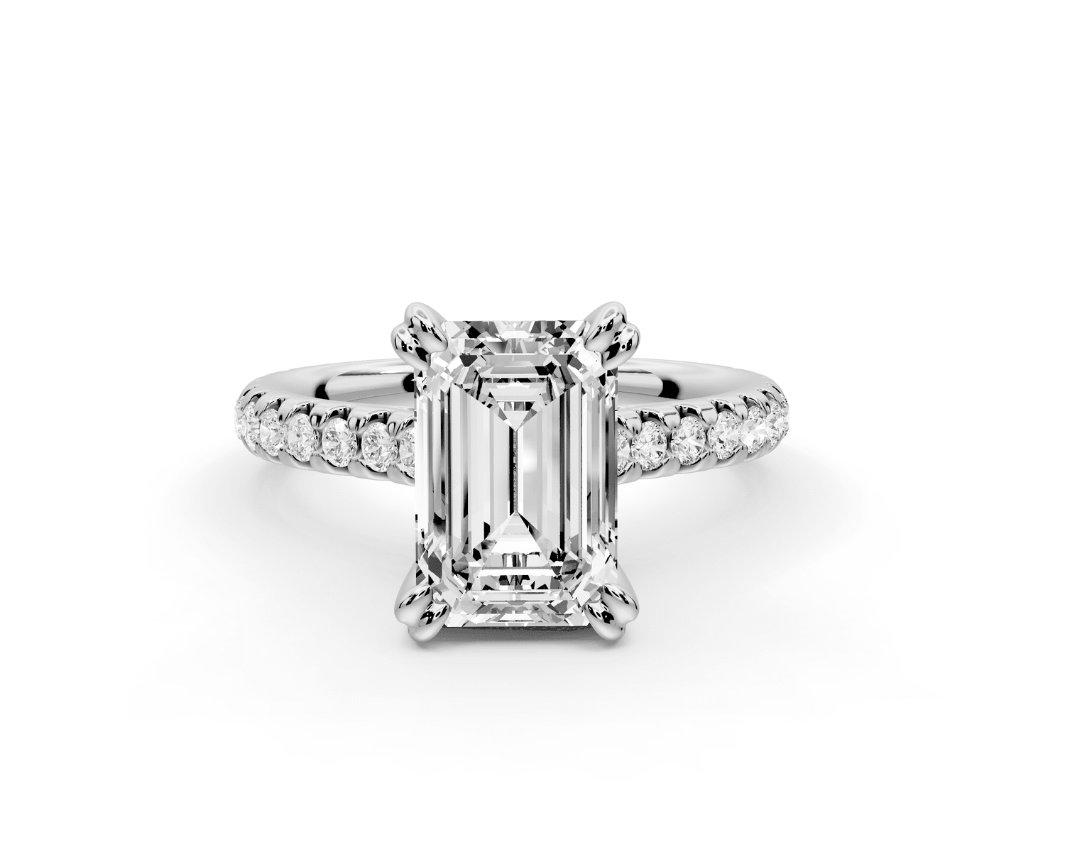 Isabella - 2ct platinum emerald hidden halo diamond bridge cathedral pavé Engagement ring - Mr. Alex Jewelry