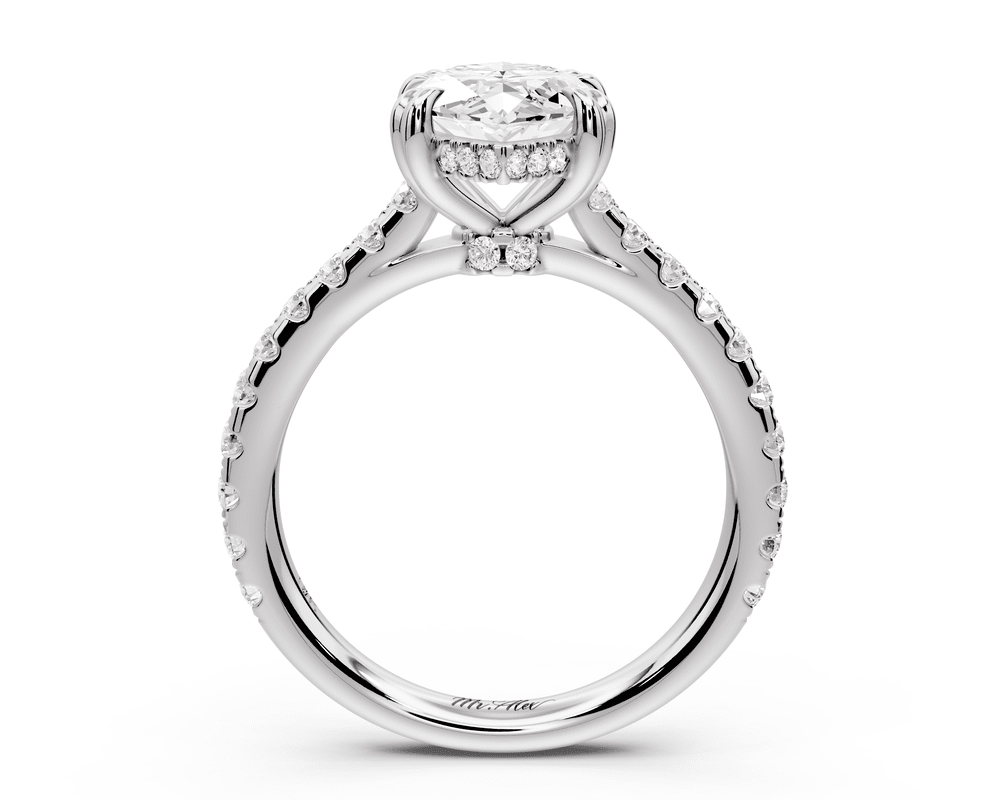Isabella - 2ct platinum marquise hidden halo diamond bridge cathedral pavé engagement ring - Mr. Alex Jewelry