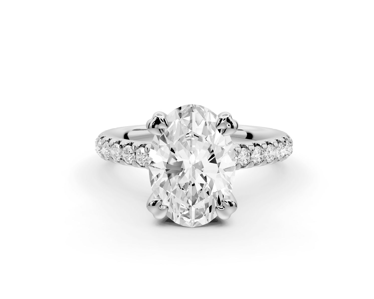 Isabella - 2ct platinum oval hidden halo diamond bridge cathedral pavé Engagement ring - Mr. Alex Jewelry