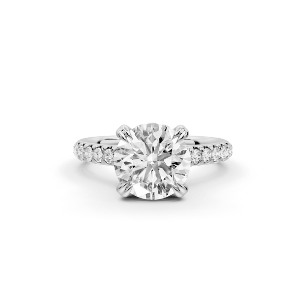 Isabella - 2ct platinum round hidden halo diamond bridge cathedral pavé engagment ring - Mr. Alex Jewelry