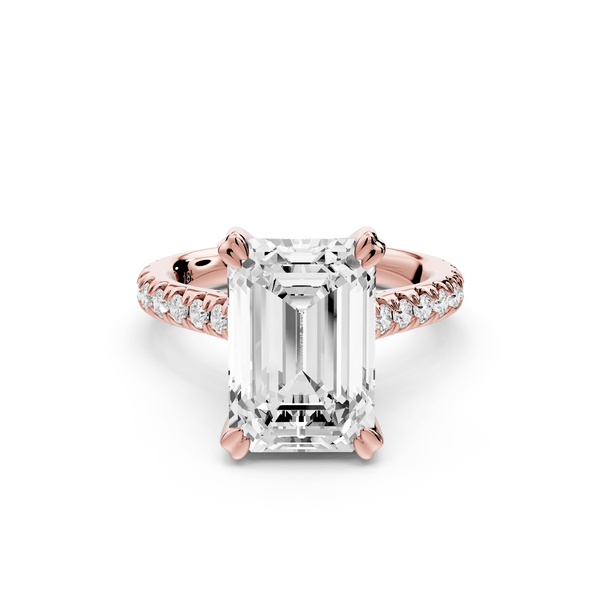Isabella - 3ct 18k rose gold emerald hidden halo diamond bridge cathedral pavé Engagement ring - Mr. Alex Jewelry