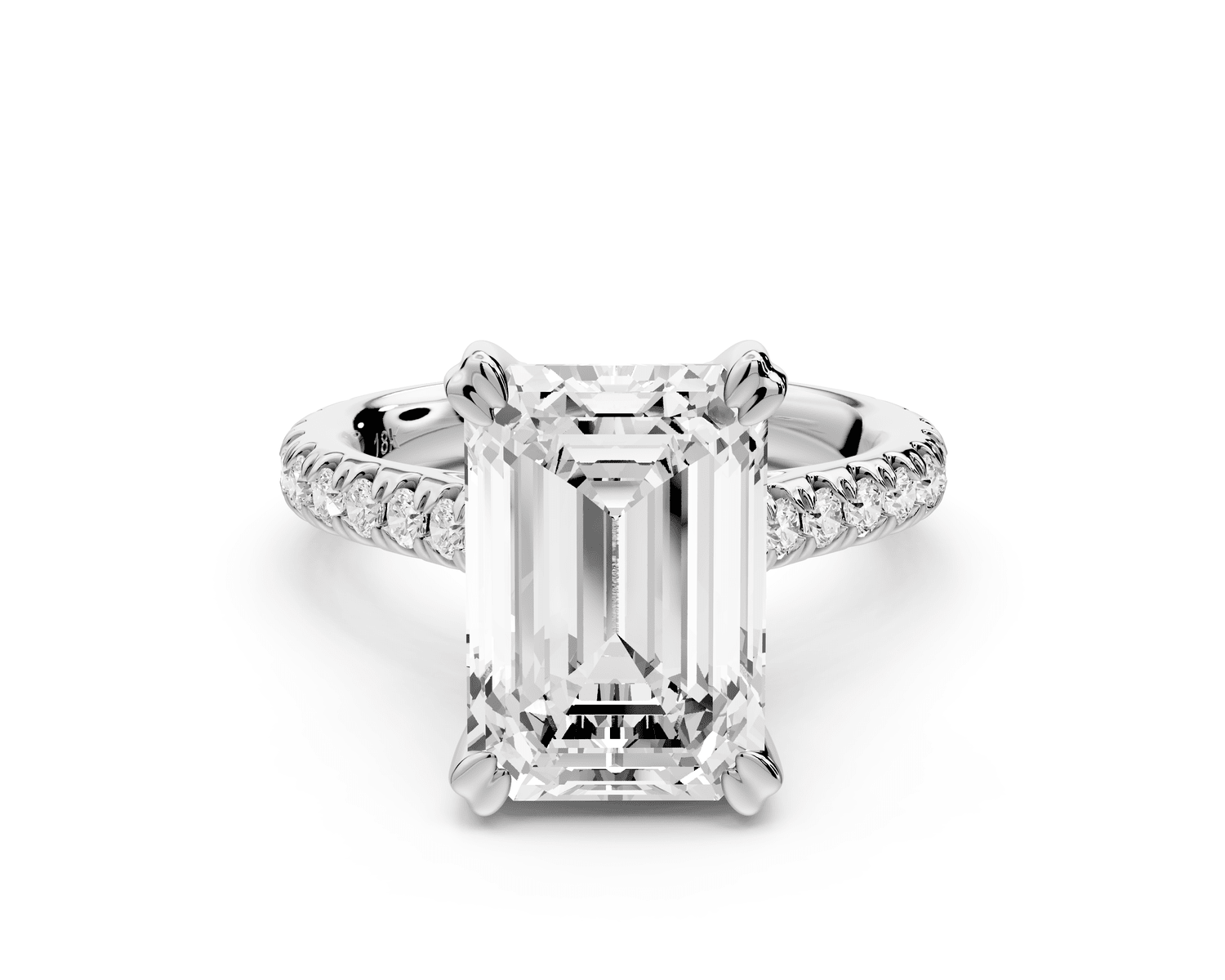 Isabella - 3ct 18k white gold emerald hidden halo diamond bridge cathedral pavé Engagement ring - Mr. Alex Jewelry