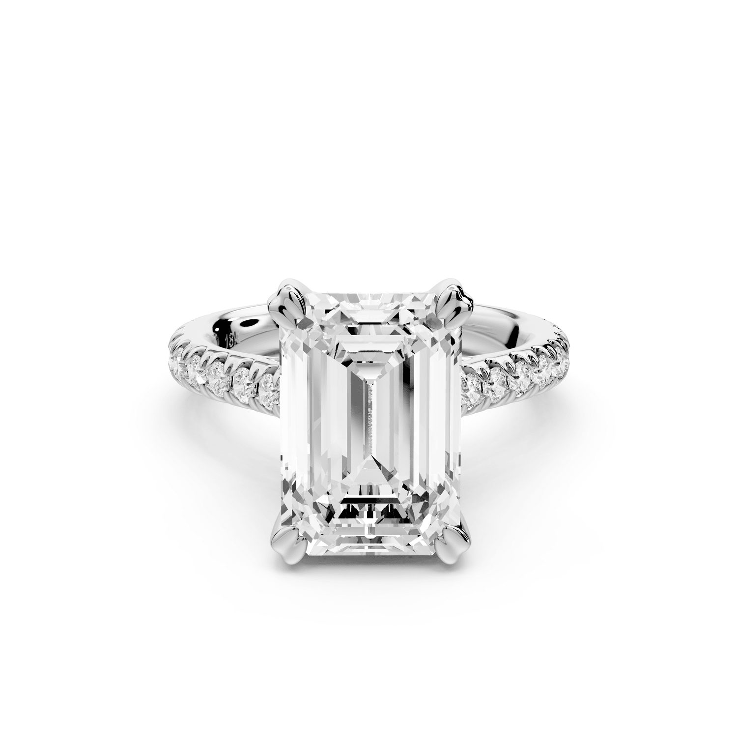 Isabella - 3ct 18k white gold emerald hidden halo diamond bridge cathedral pavé Engagement ring - Mr. Alex Jewelry