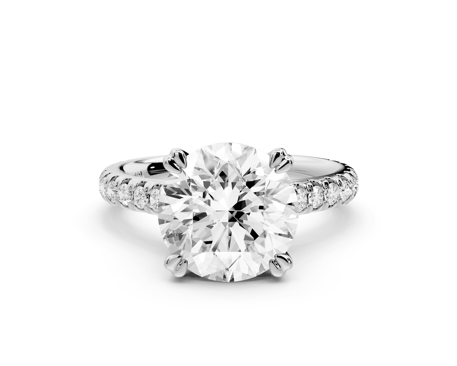 Isabella - 3ct 18k white gold round hidden halo diamond bridge cathedral pavé engagment ring - Mr. Alex Jewelry