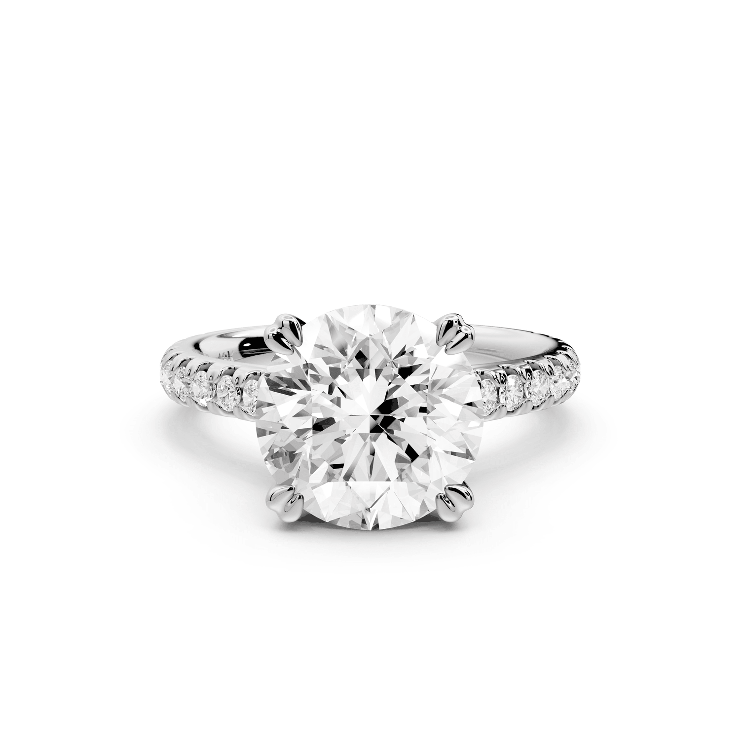 Isabella - 3ct 18k white gold round hidden halo diamond bridge cathedral pavé engagment ring - Mr. Alex Jewelry