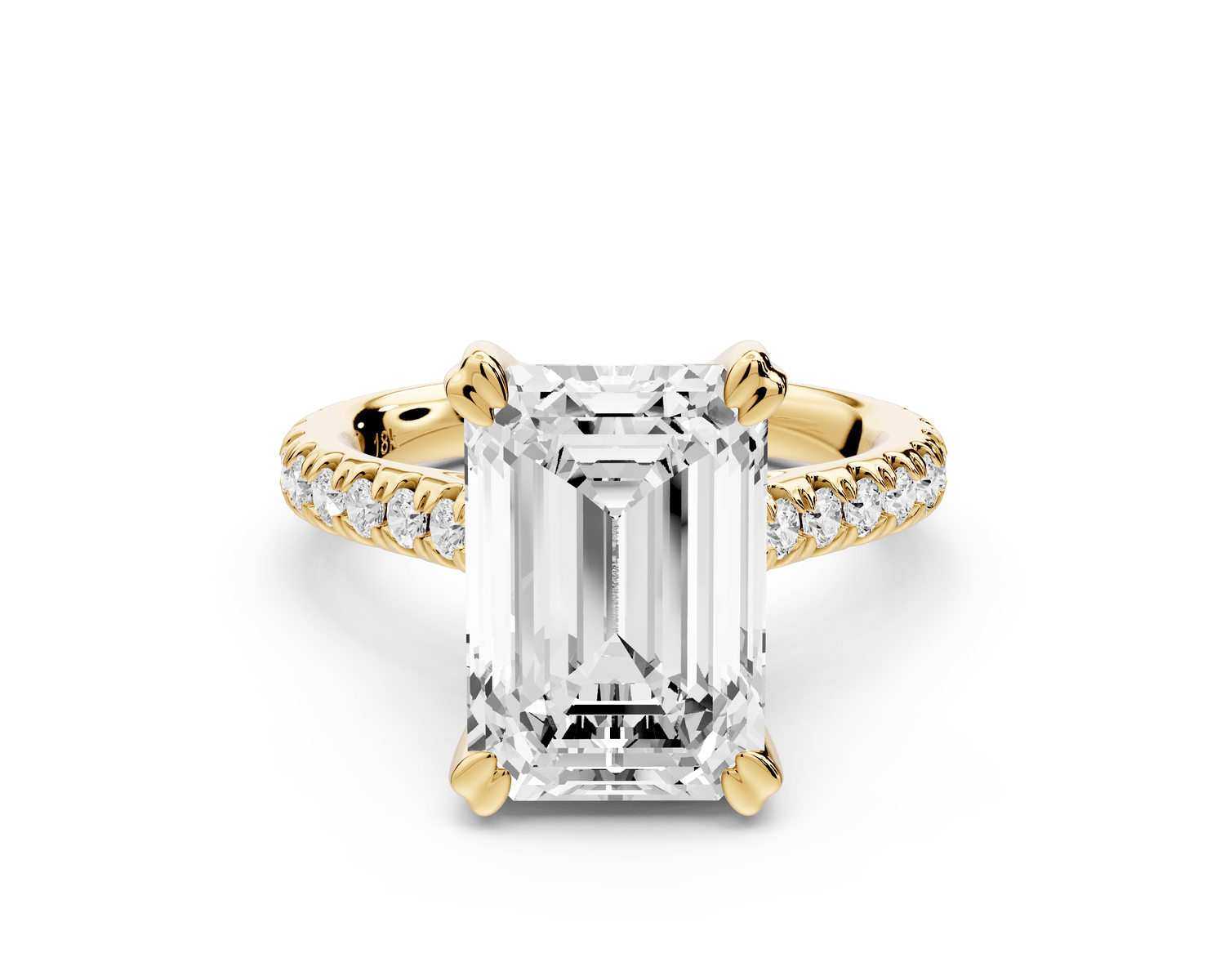Isabella - 3ct 18k yellow gold emerald hidden halo diamond bridge cathedral pavé Engagement ring - Mr. Alex Jewelry