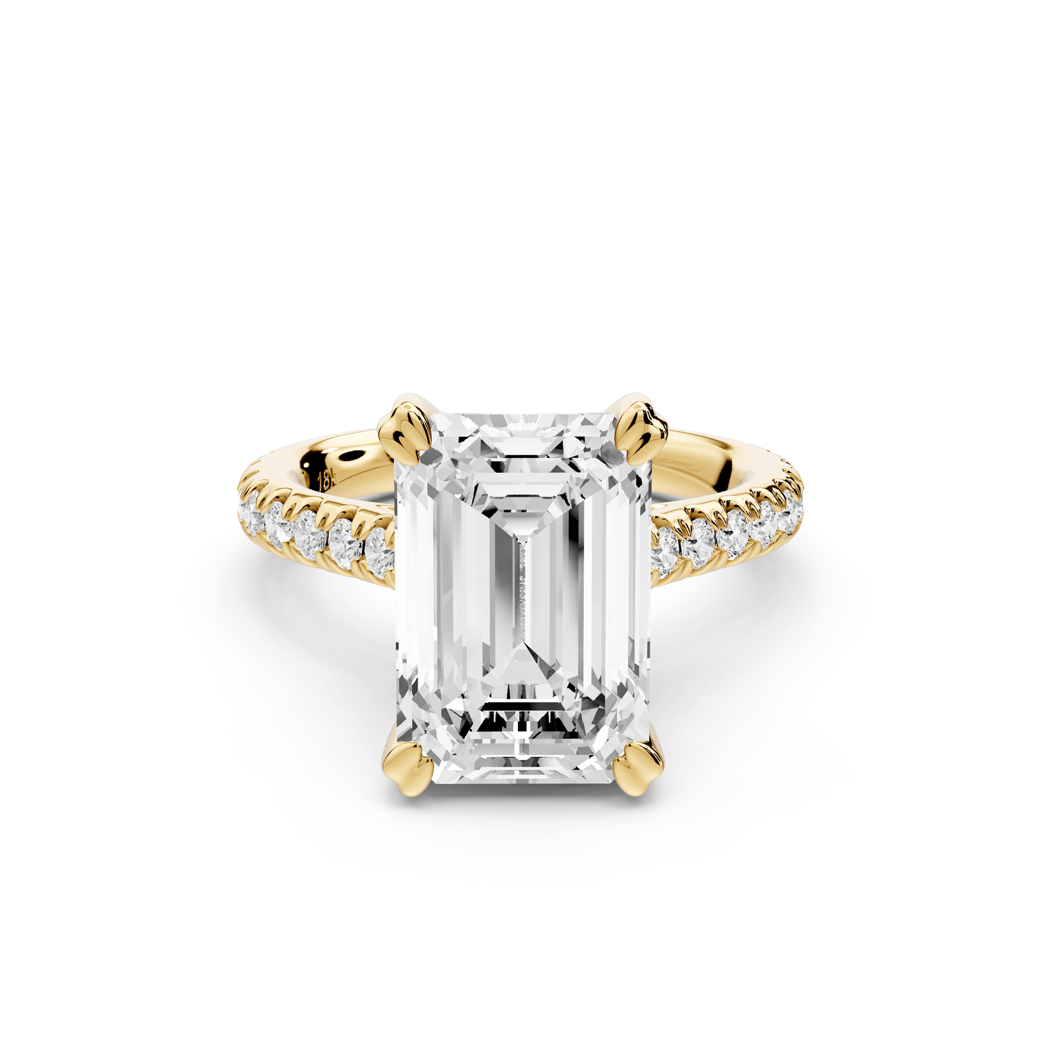 Isabella - 3ct 18k yellow gold emerald hidden halo diamond bridge cathedral pavé Engagement ring - Mr. Alex Jewelry