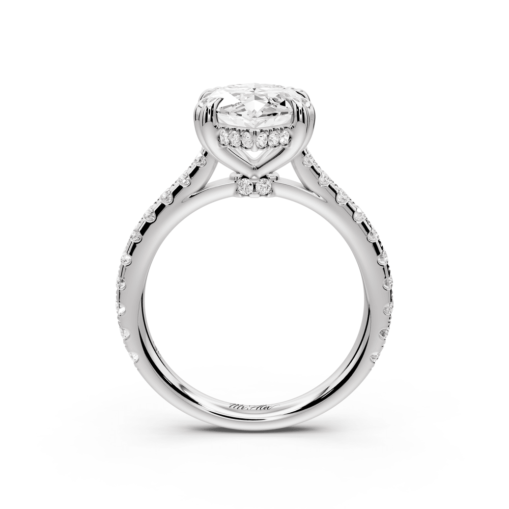 Isabella - 3ct platinum marquise hidden halo diamond bridge cathedral pavé engagement ring - Mr. Alex Jewelry