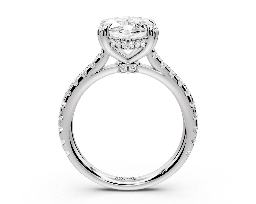 Isabella - 3ct platinum marquise hidden halo diamond bridge cathedral pavé engagement ring - Mr. Alex Jewelry