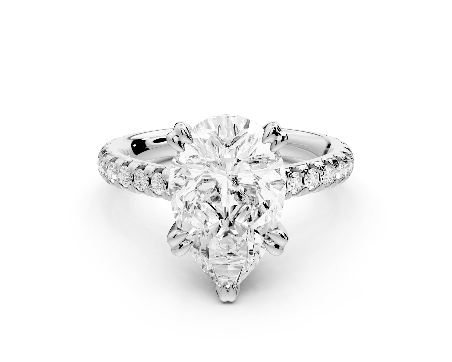 Isabella - 3ct platinum pear hidden halo diamond bridge cathedral pavé Engagement ring - Mr. Alex Jewelry