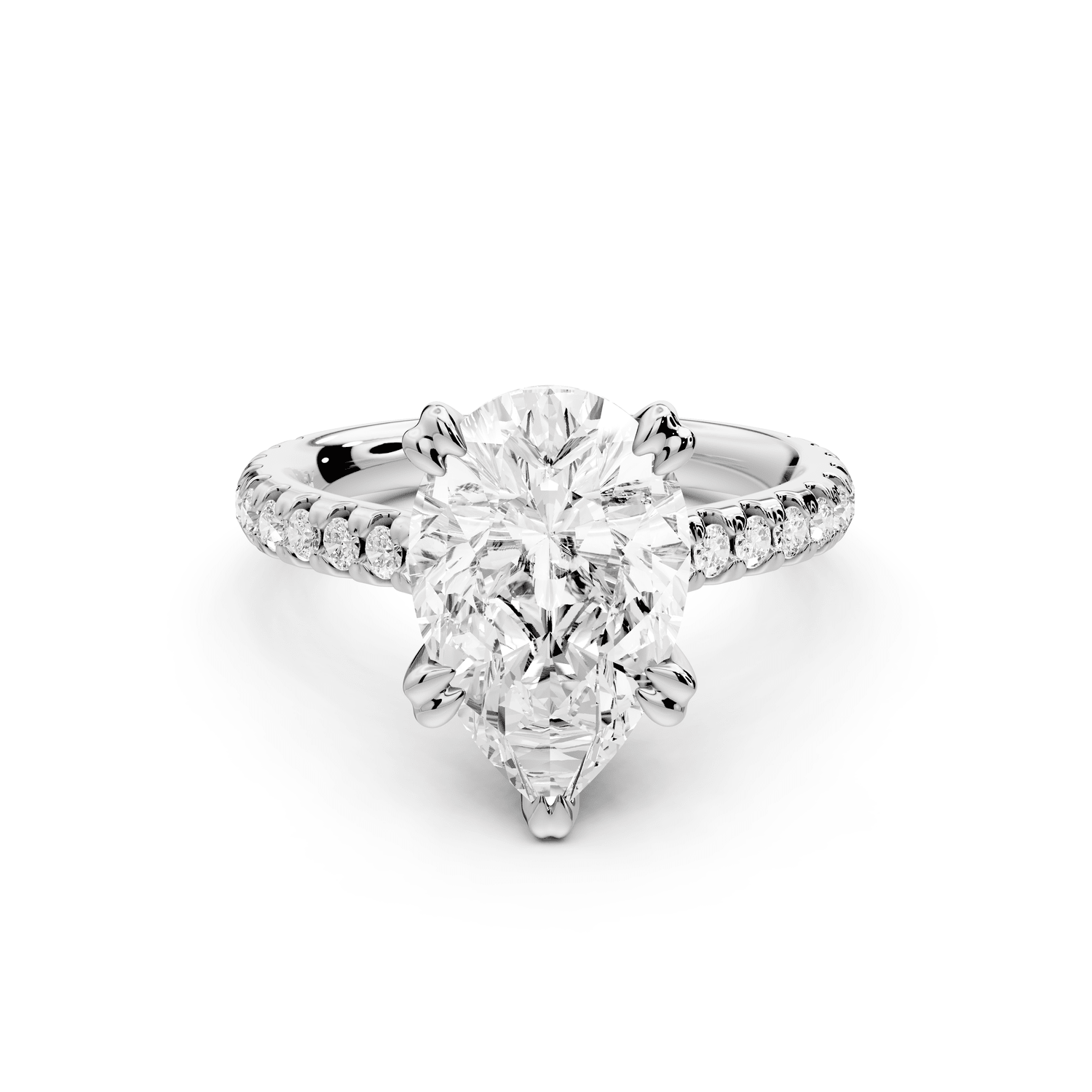Isabella - 3ct platinum pear hidden halo diamond bridge cathedral pavé Engagement ring - Mr. Alex Jewelry