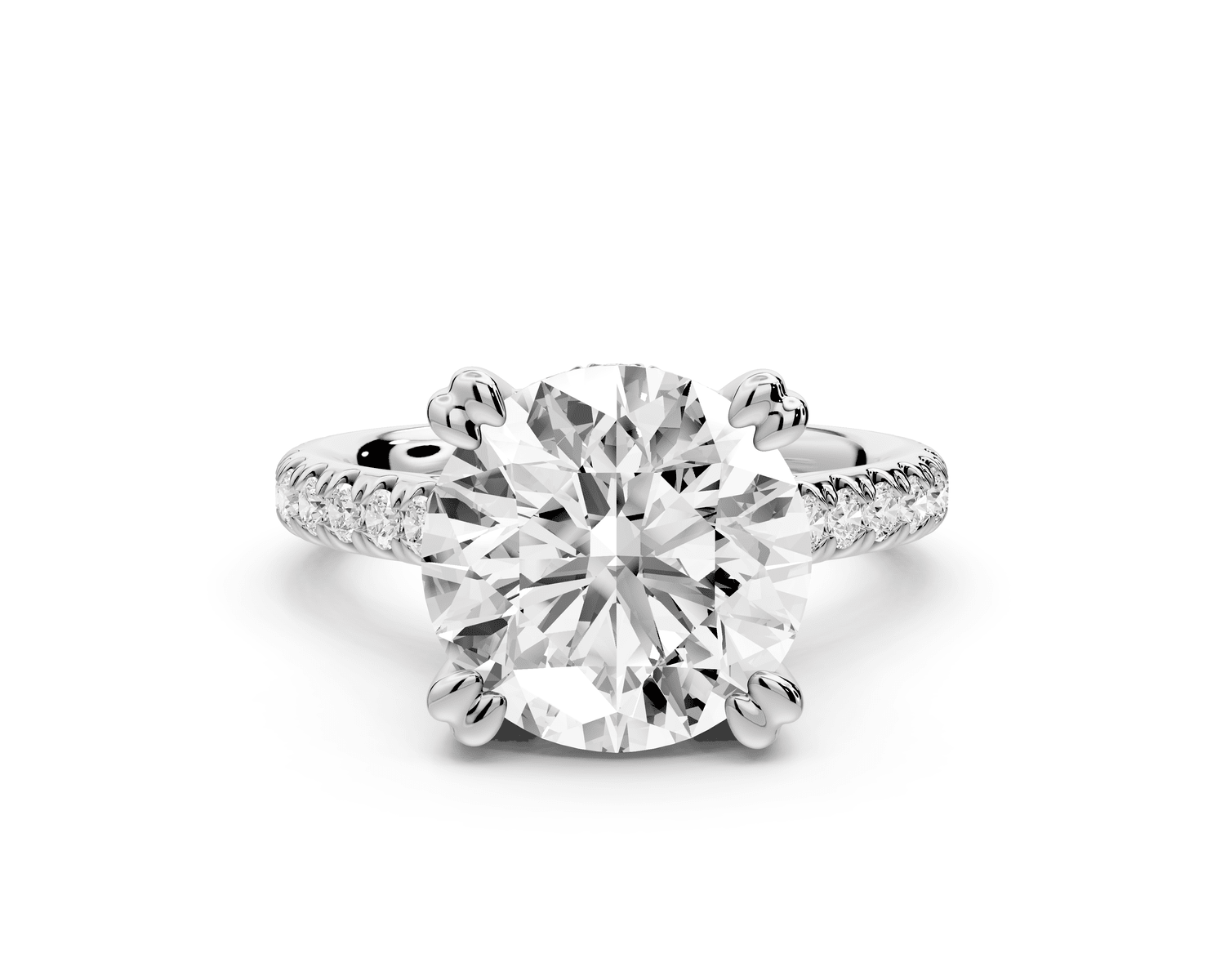 Isabella - 4ct 14k white gold round hidden halo diamond bridge cathedral pavé engagment ring - Mr. Alex Jewelry