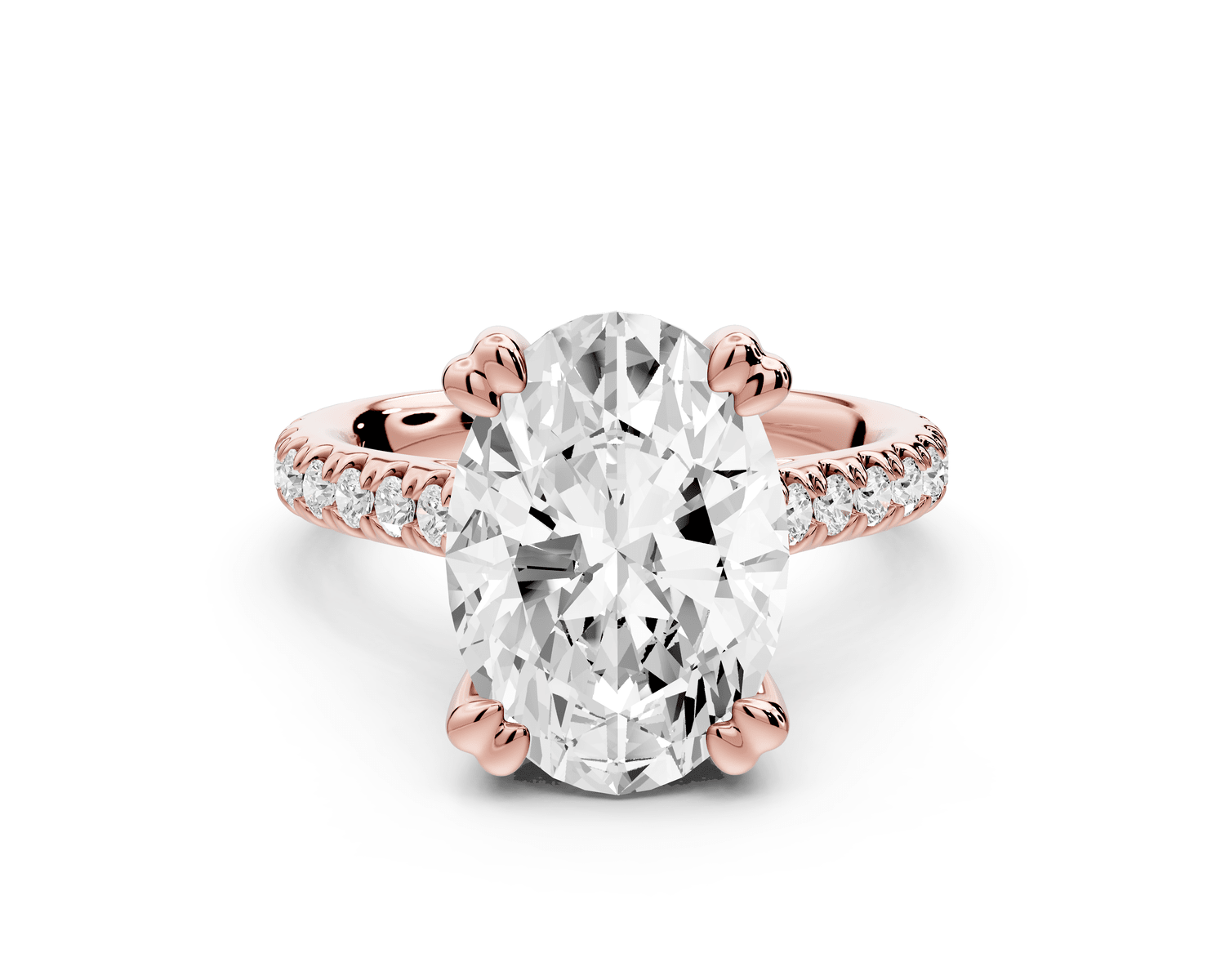 Isabella - 4ct 18k rose gold oval hidden halo diamond bridge cathedral pavé Engagement ring - Mr. Alex Jewelry