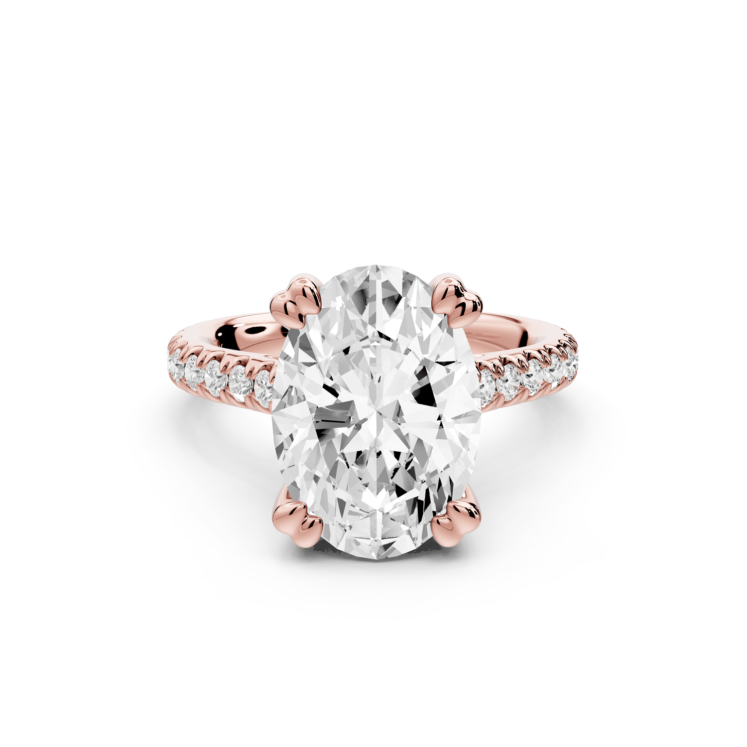Isabella - 4ct 18k rose gold oval hidden halo diamond bridge cathedral pavé Engagement ring - Mr. Alex Jewelry