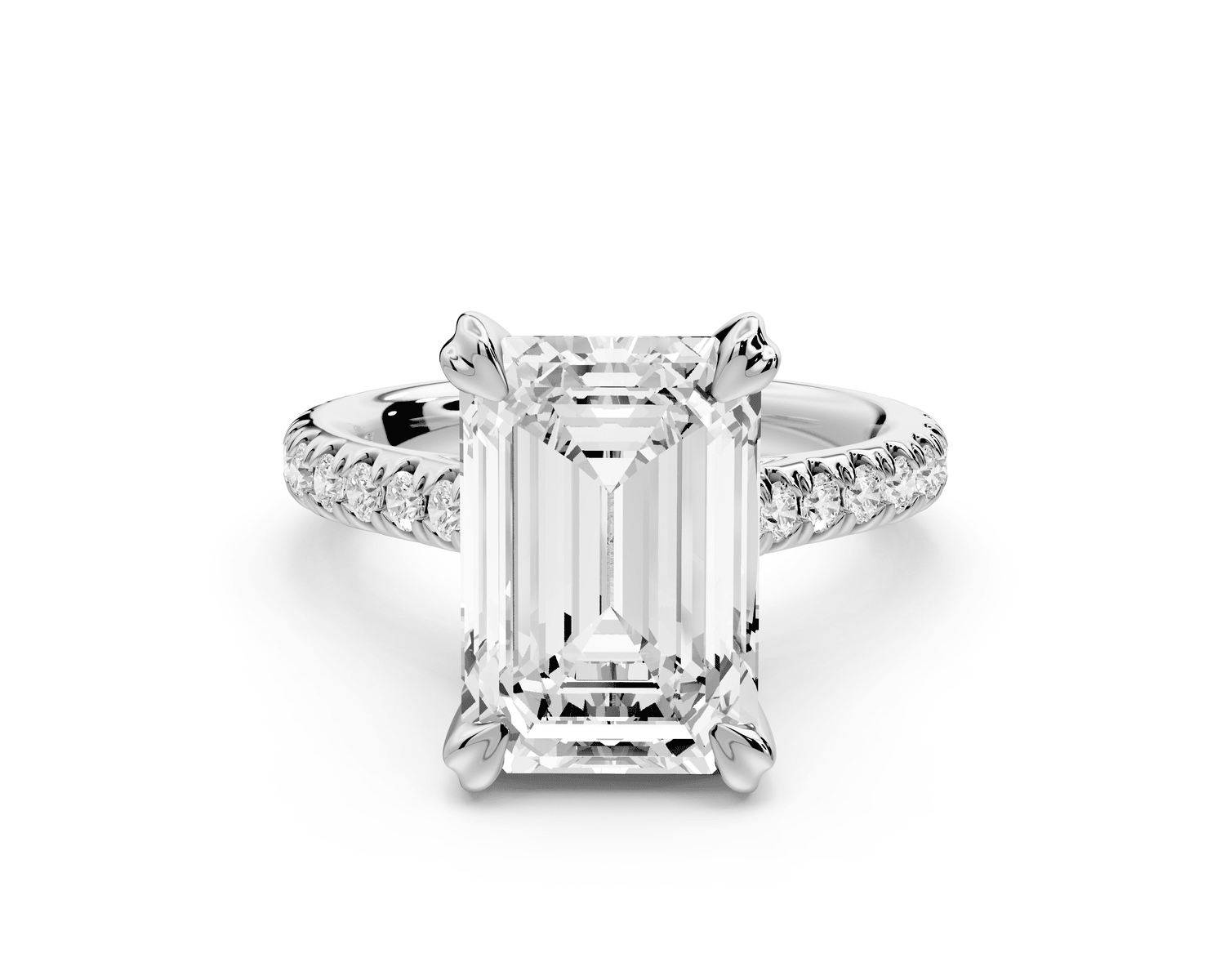 Isabella - 4ct platinum emerald hidden halo diamond bridge cathedral pavé Engagement ring - Mr. Alex Jewelry